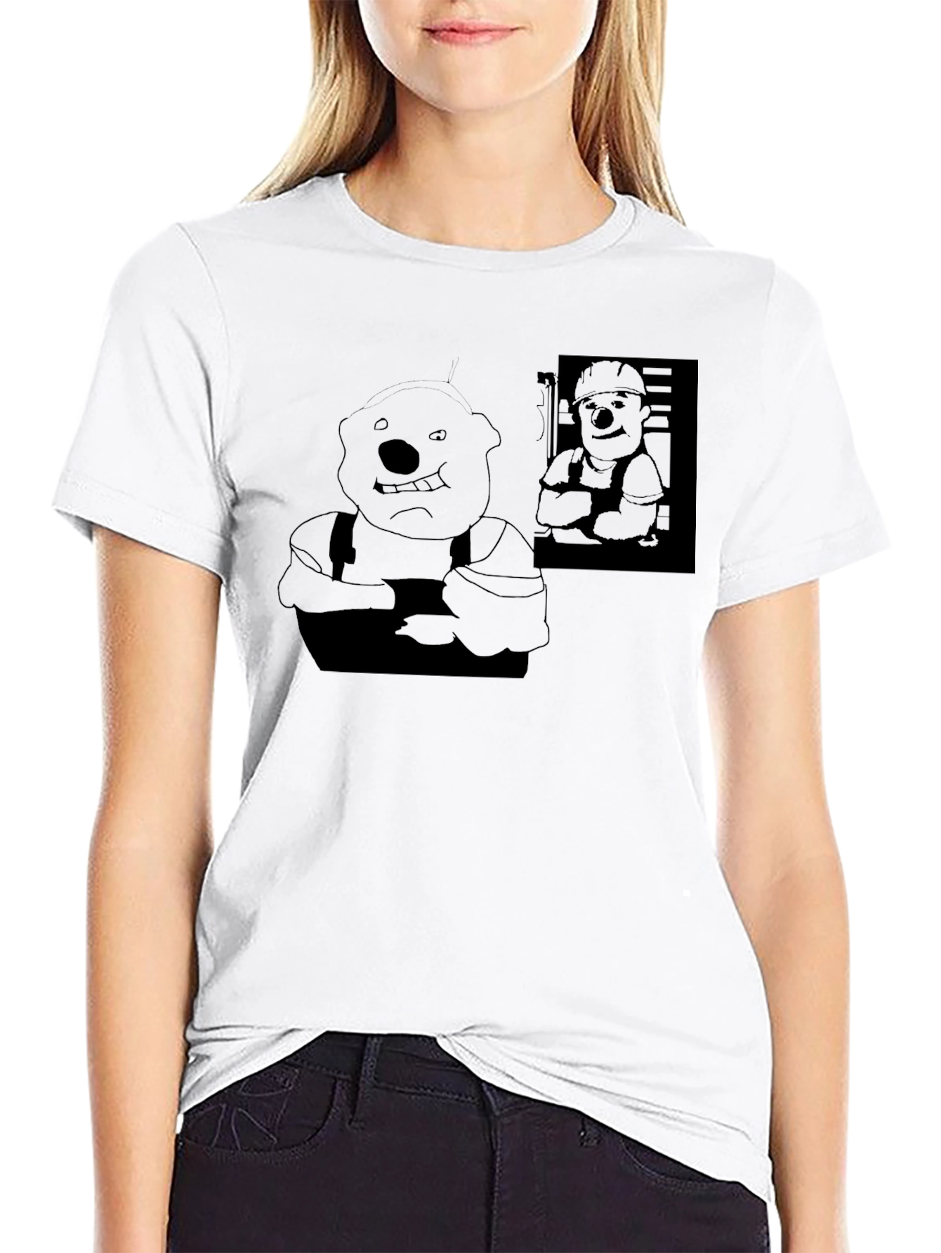 Black Black Cartoon Character T-Shirt view 9