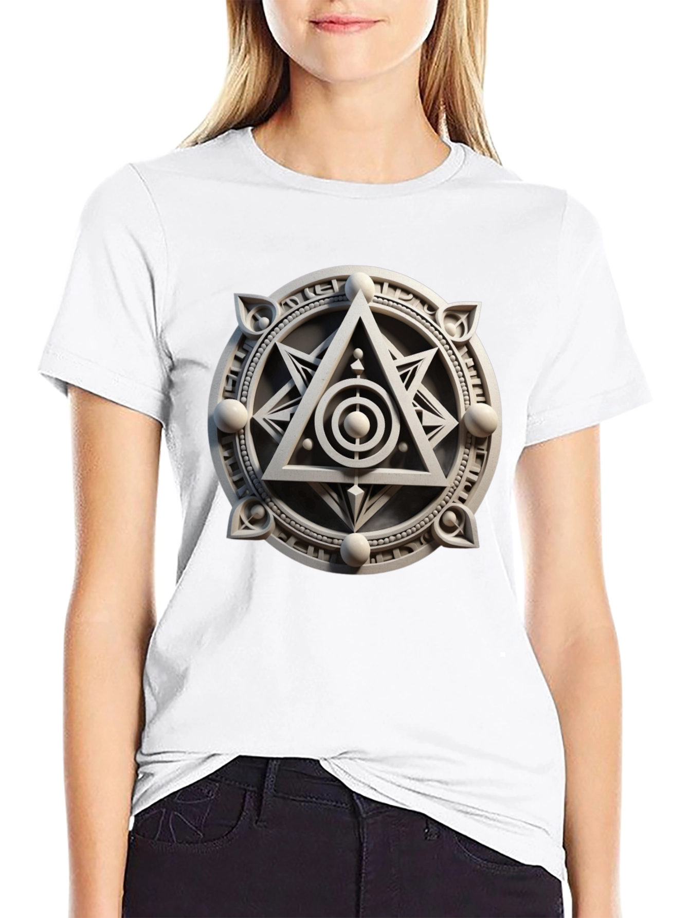 Black Mystic Symbol Graphic Tee - Geometric Design view 9