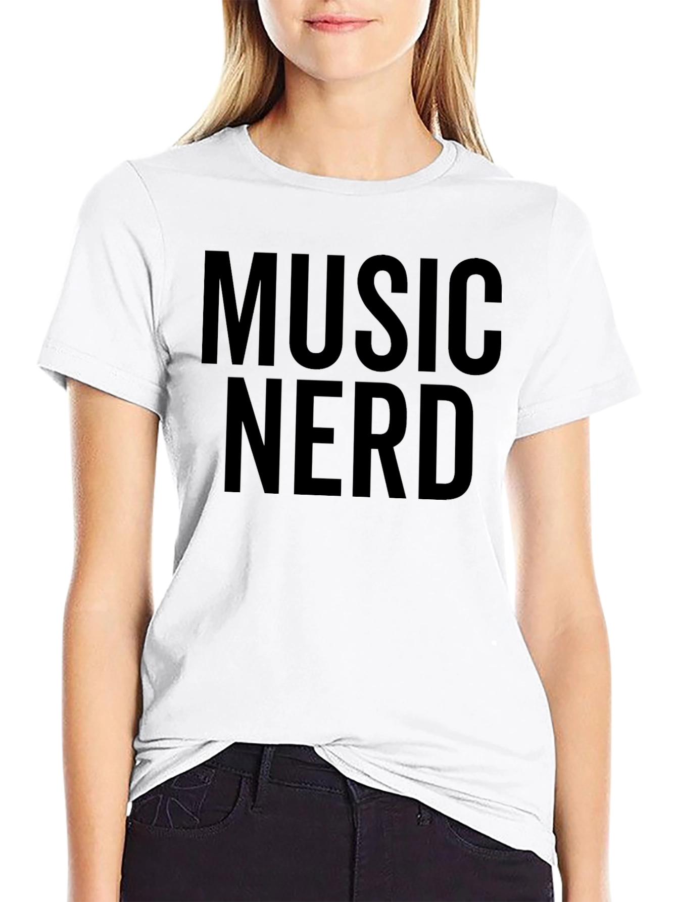 Black Music Nerd Graphic Tee - Black Cotton T-Shirt view 9
