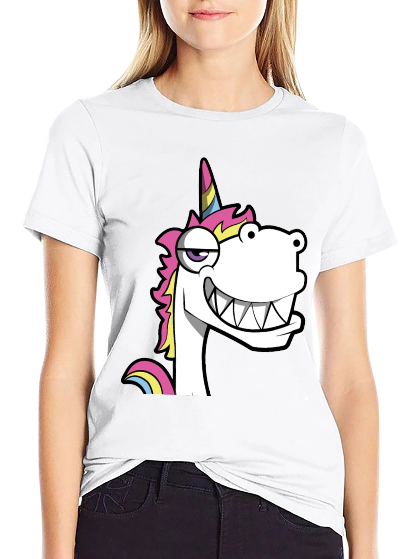 Black Funny Unicorn Graphic Black T-Shirt view 9