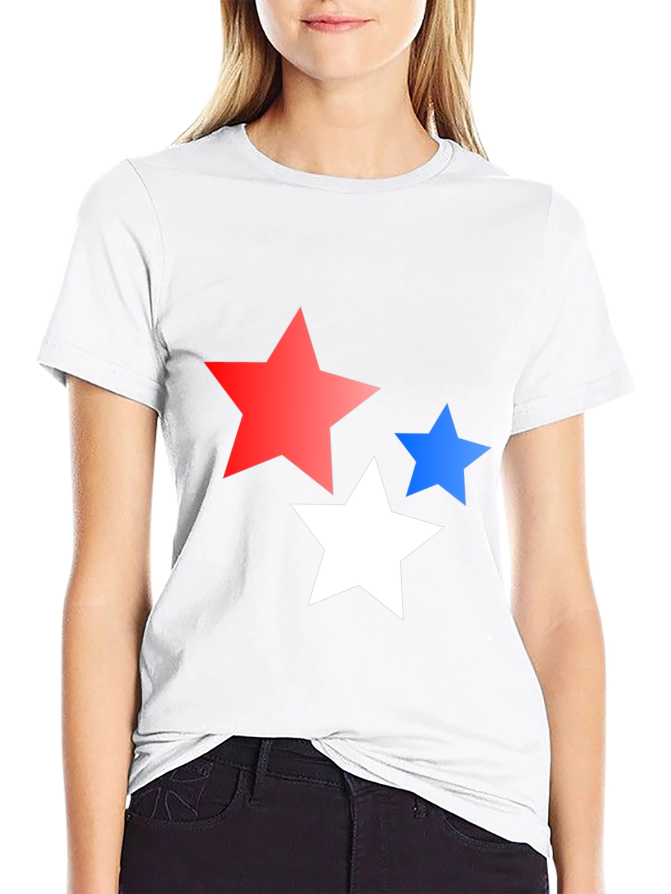 Black Stars Graphic Print Black T-Shirt view 9