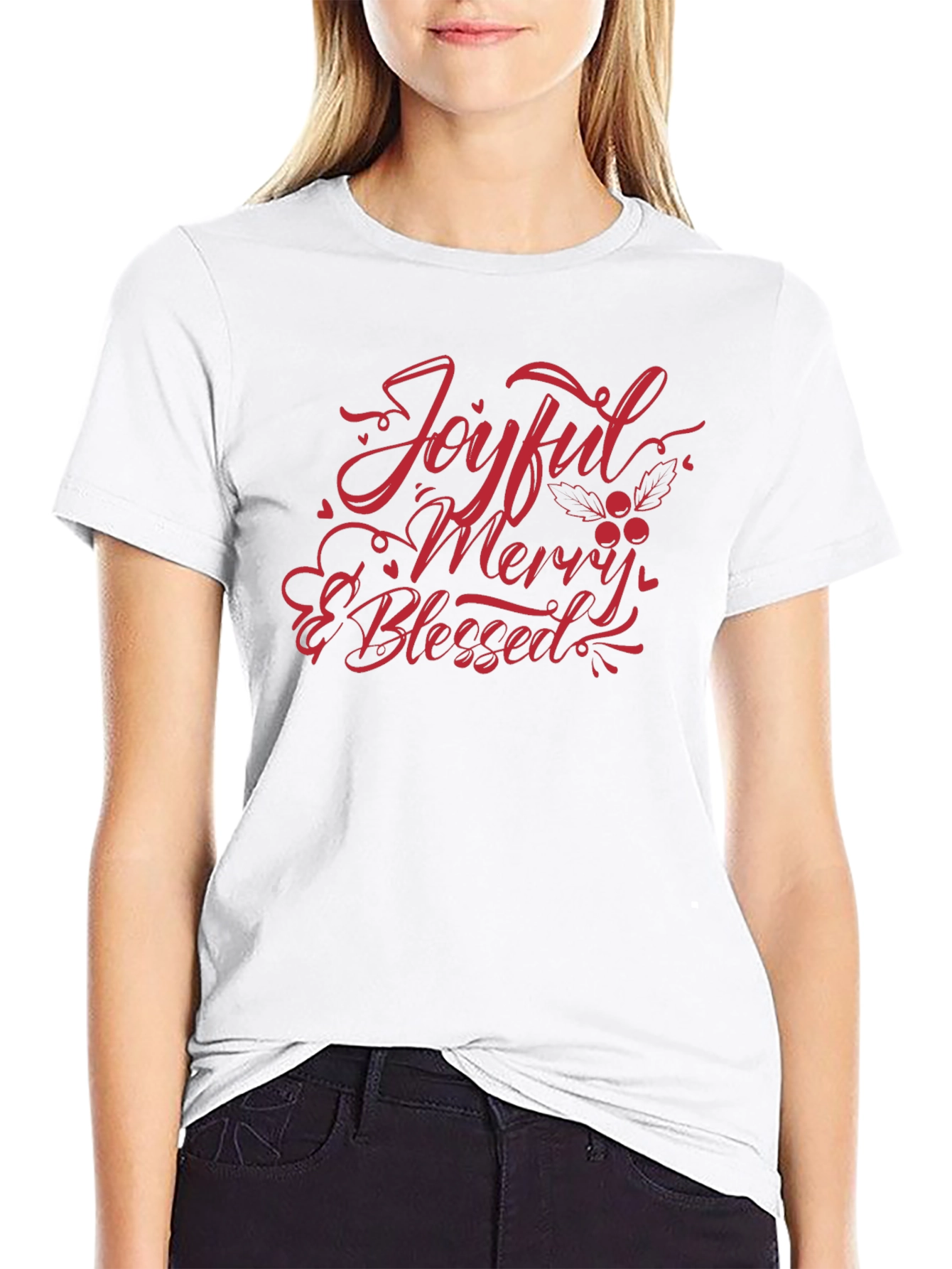 Black Joyful Merry & Blessed Black T-Shirt view 9