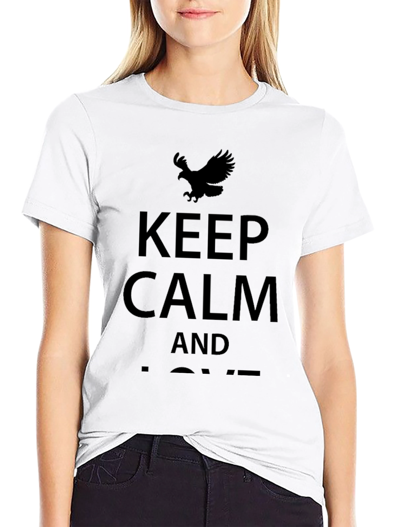 Keep Calm Eagle Graphic T-Shirt - Black - 9