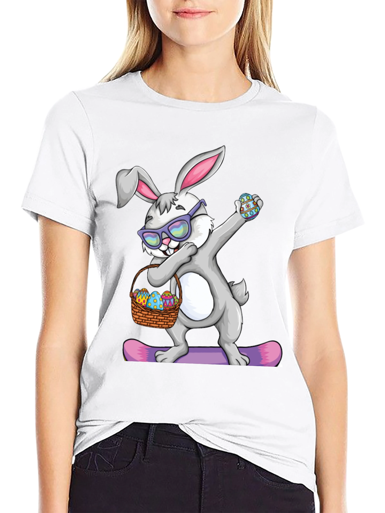 Black Dabbing Easter Bunny T-Shirt view 9