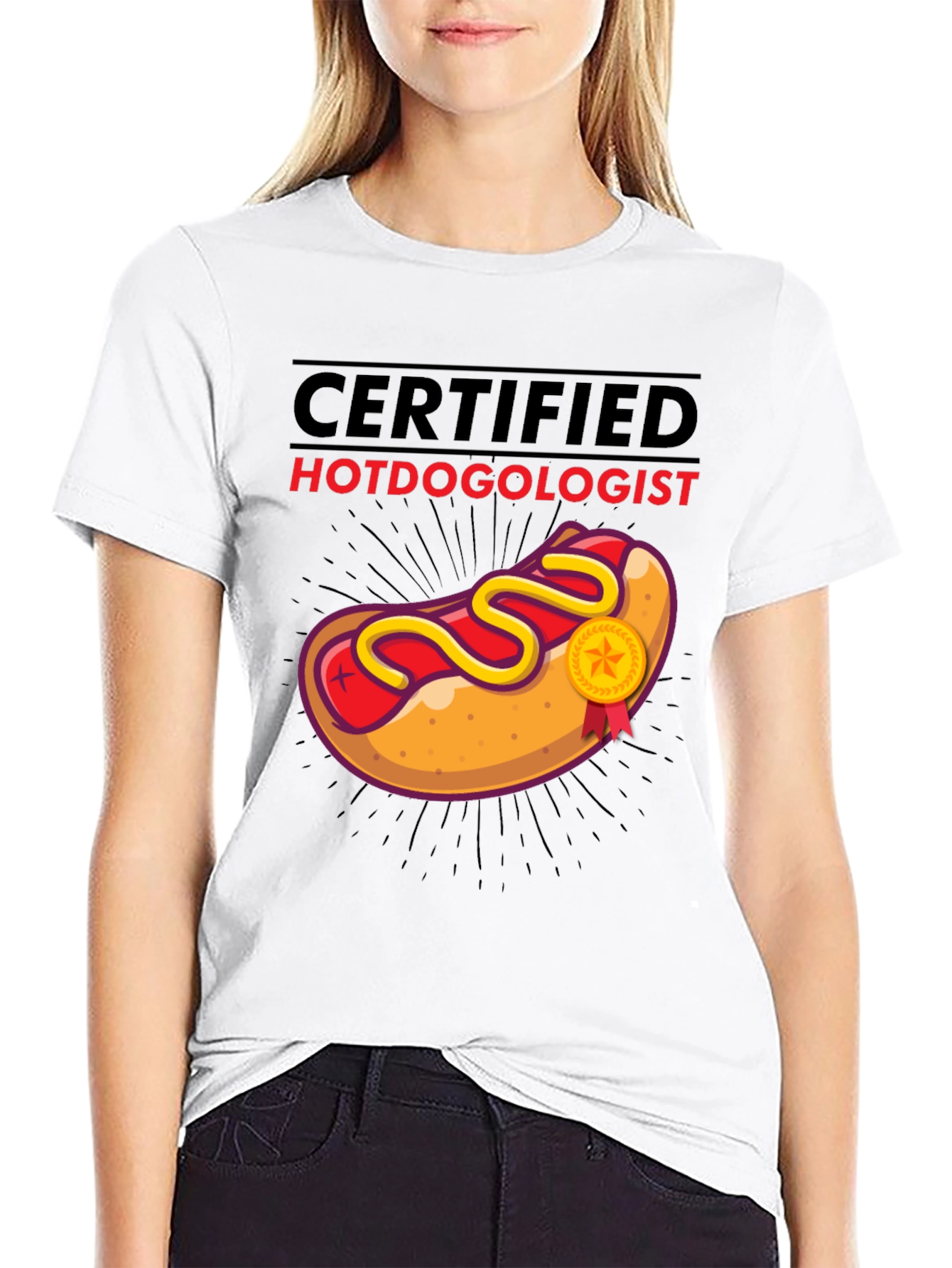 Black Certified Hotdogologist T-Shirt - Funny Foodie Tee view 9