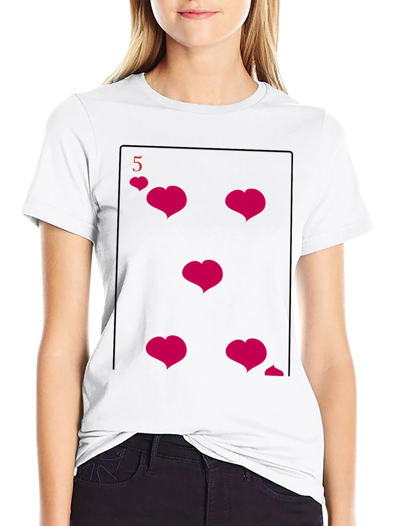 Black Five of Hearts Graphic Tee - Fun & Unique Design view 9