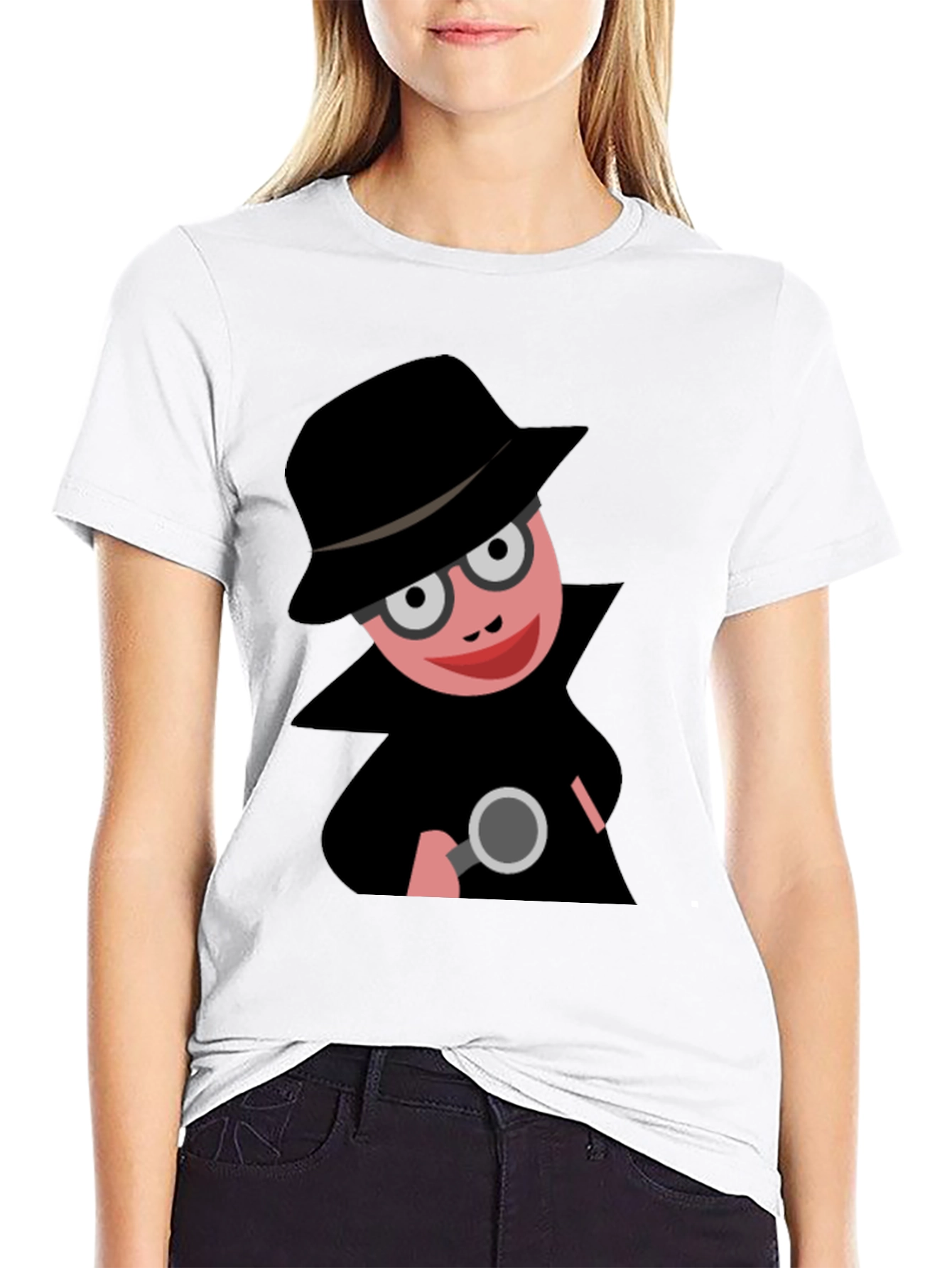 Black Cartoon Detective T-Shirt: Funny Spy Design view 9