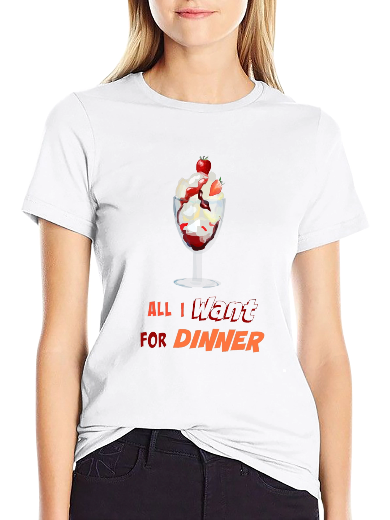 Black Dessert Lover T-Shirt - All I Want For Dinner view 9