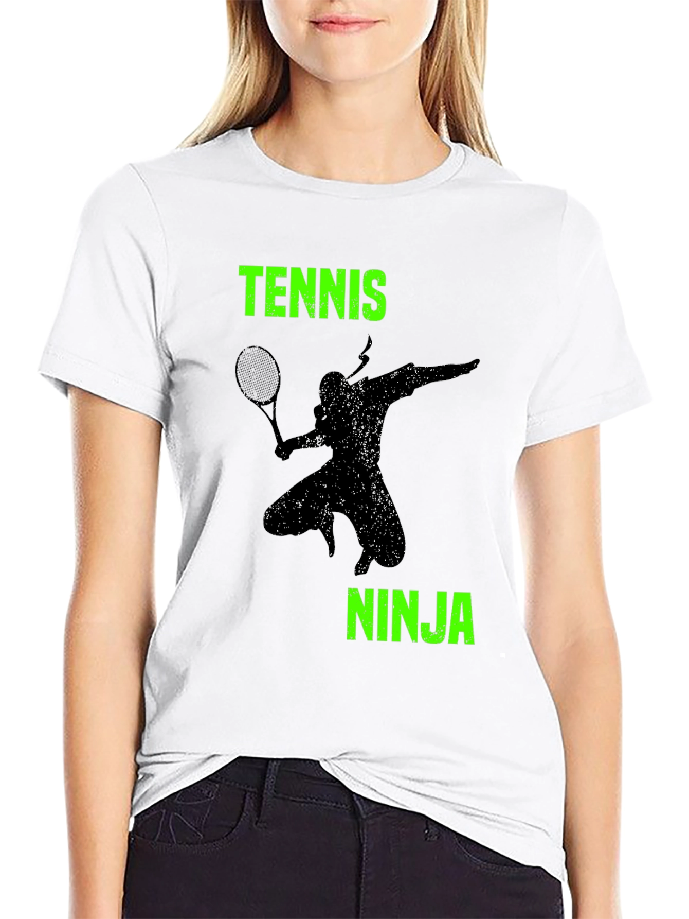 Black Tennis Ninja T-Shirt: Stealth Ace Style view 9