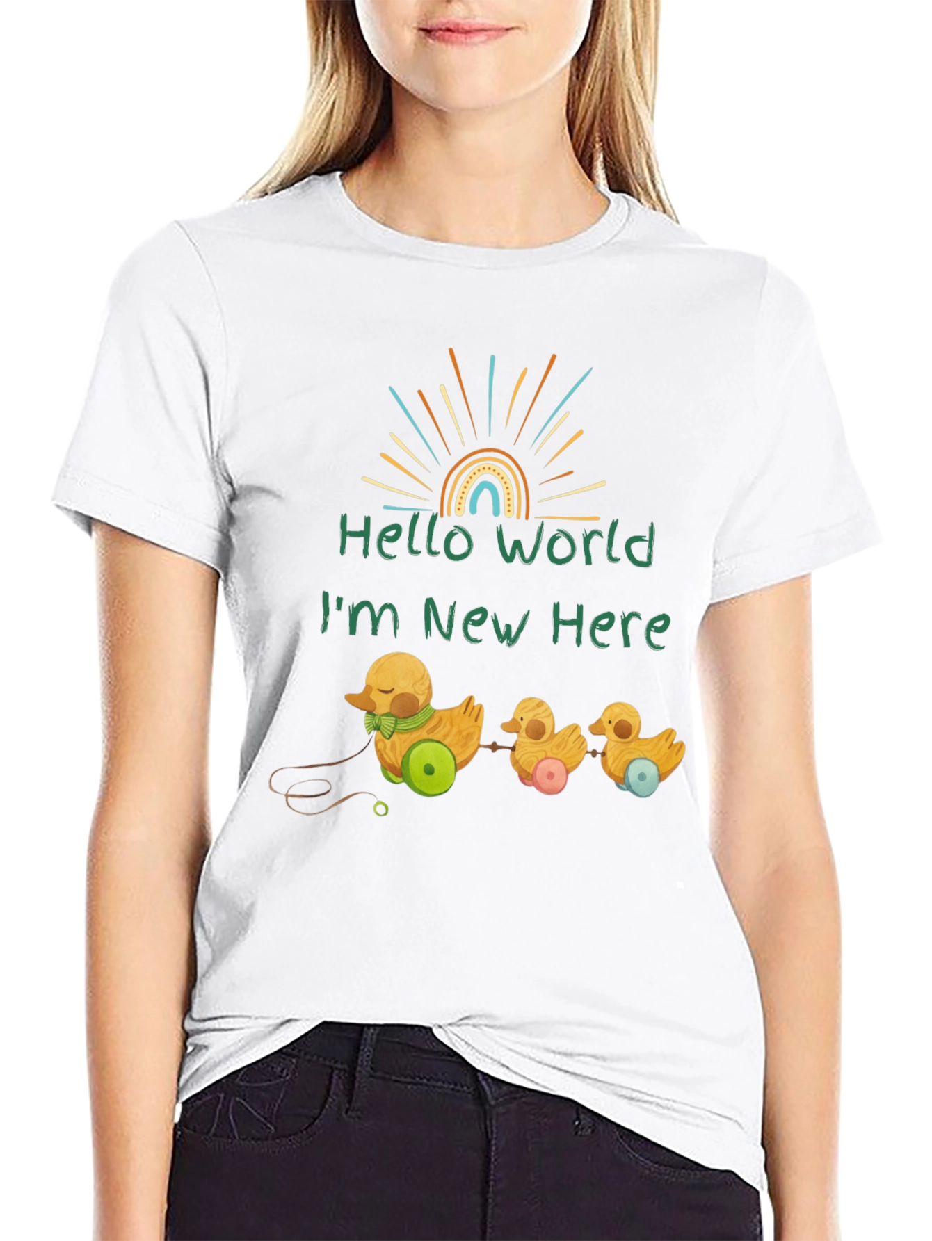 Black Hello World Duckling T-Shirt - Soft Cotton Tee view 9