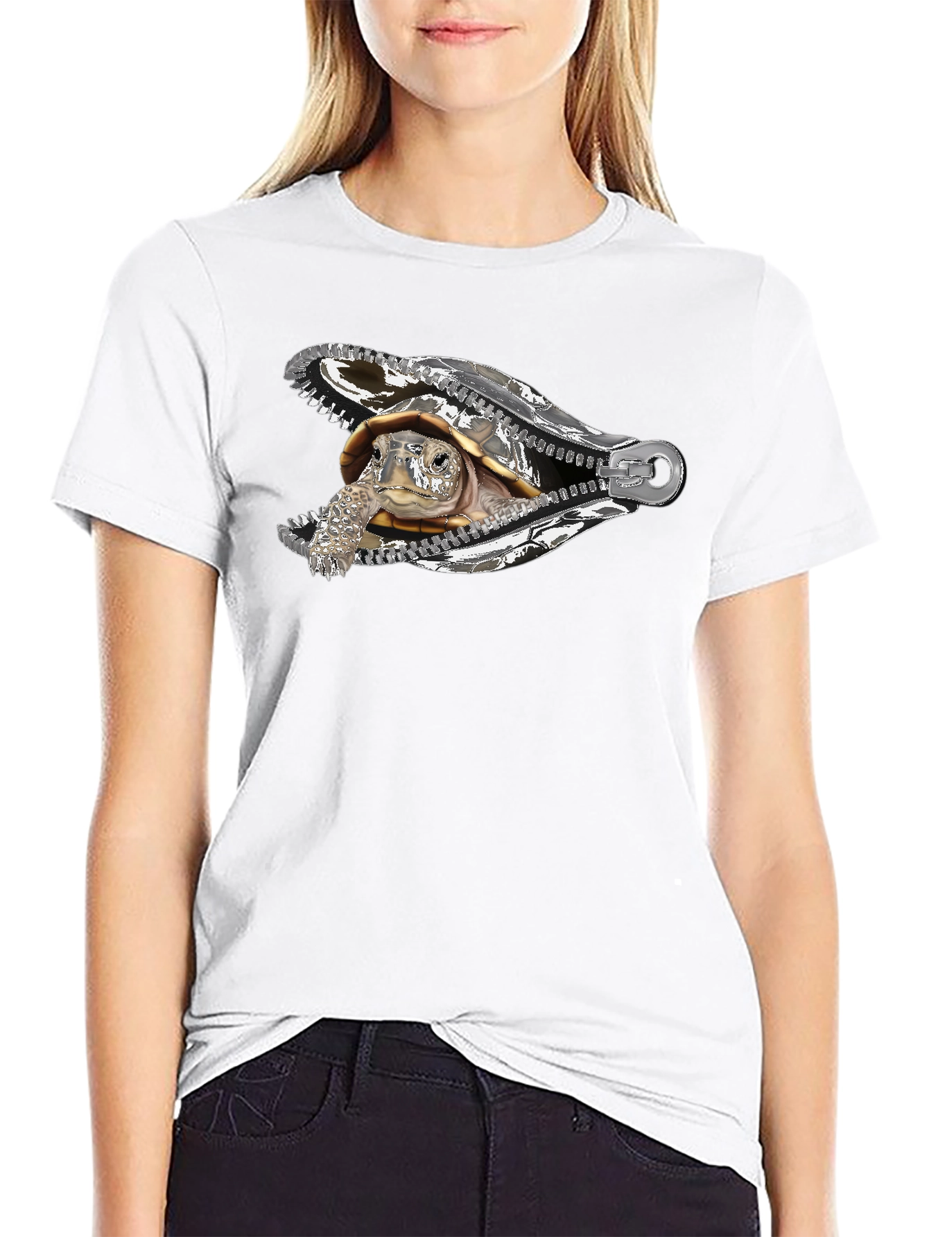 Black Turtle Zipper T-Shirt - Unique Graphic Tee view 9