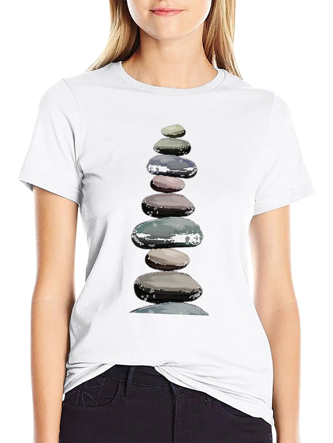 Black Zen Stone Stack Graphic T-Shirt view 9