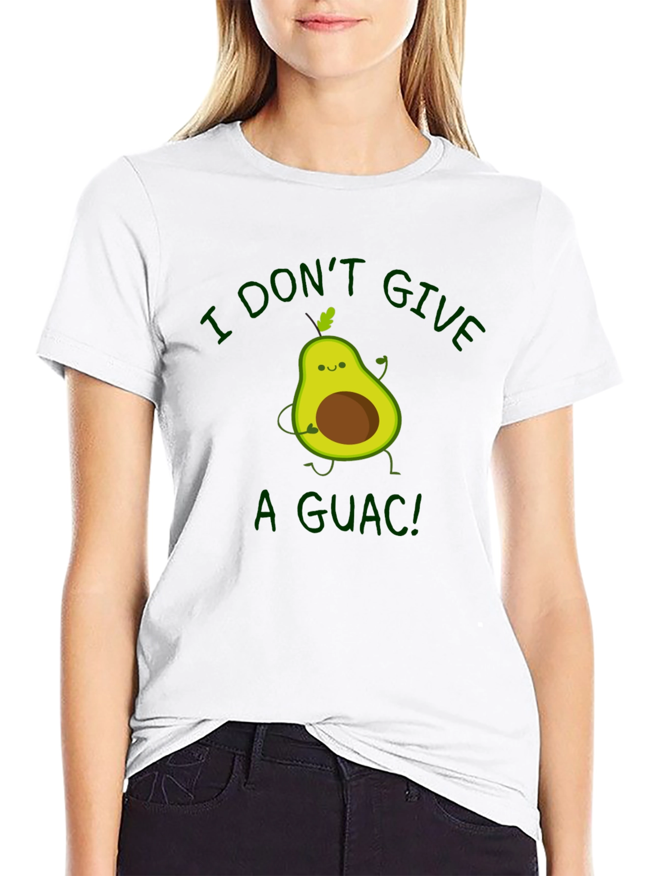 Black I Don't Give a Guac! Avocado Graphic T-Shirt view 9