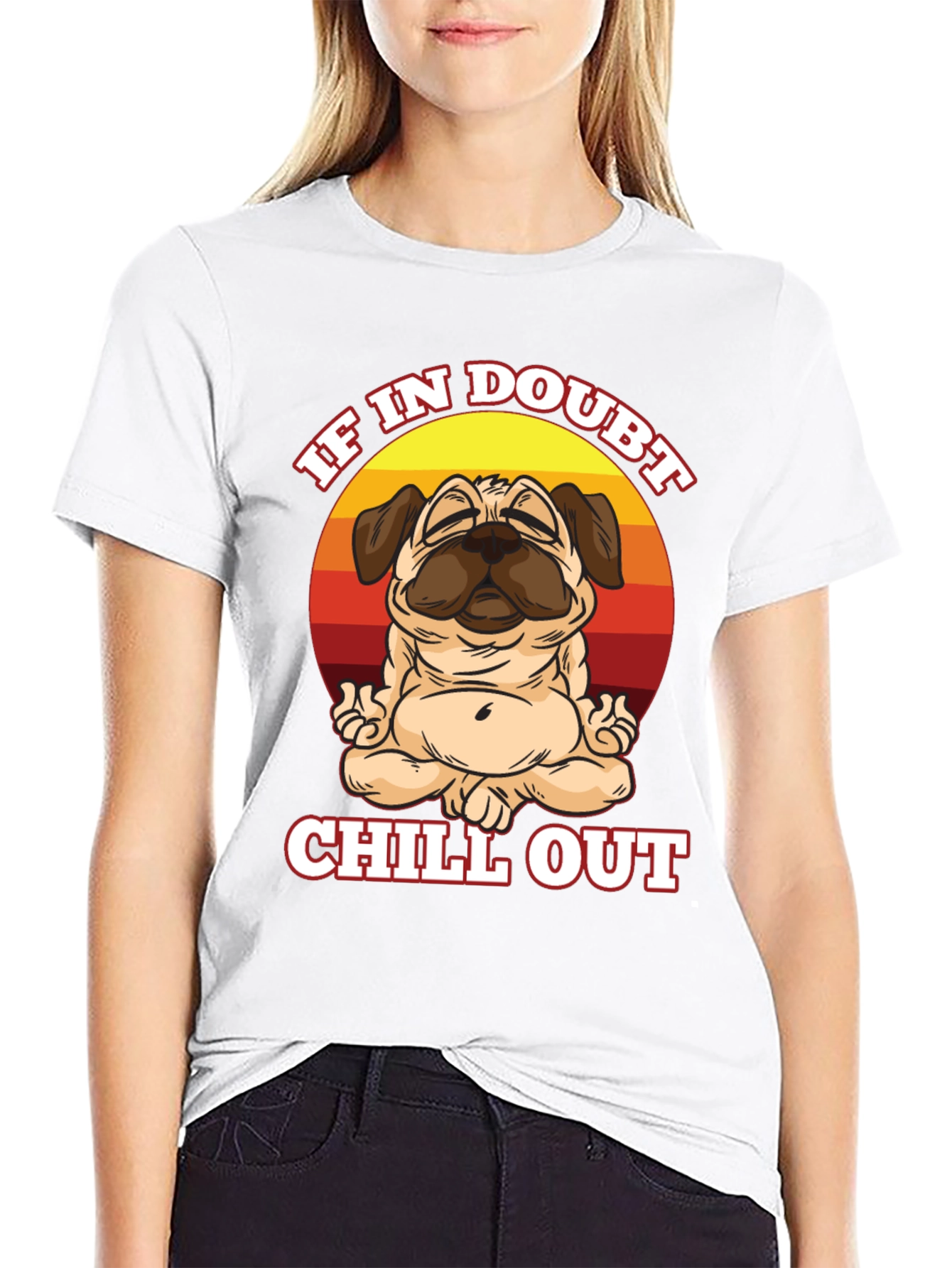Black Chill Out Pug T-Shirt - Zen Dog Tee view 9