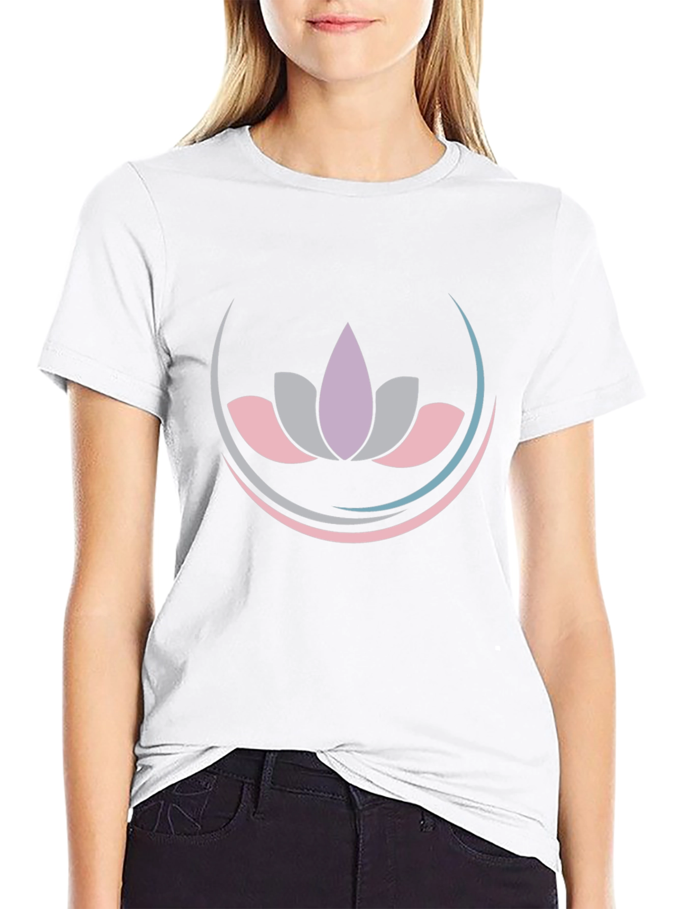Black Lotus Flower Graphic Tee - Black Cotton Blend Shirt view 9
