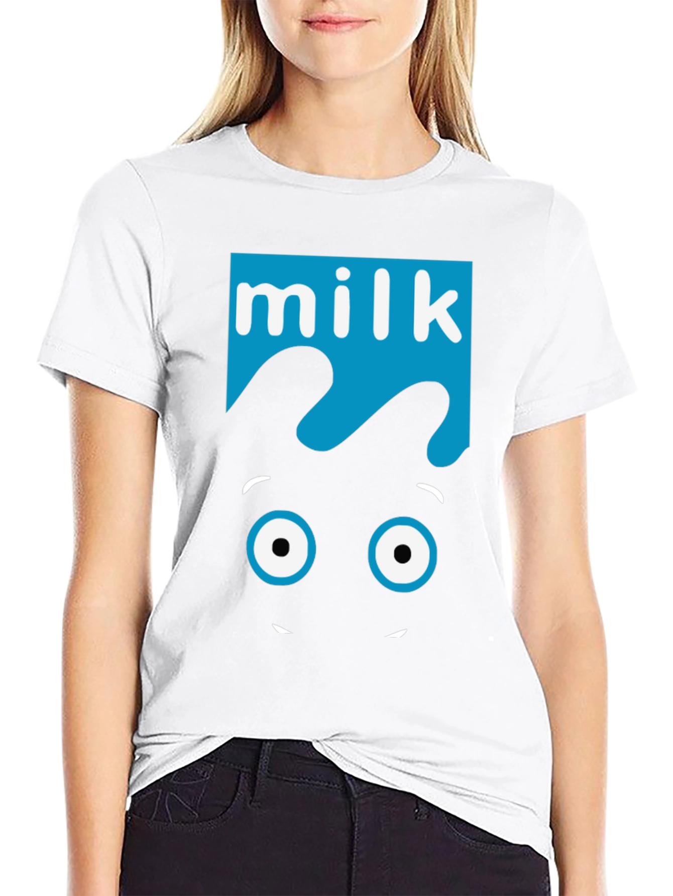 Black Milk Graphic Tee - Funny Cartoon Face Black T-Shirt view 9