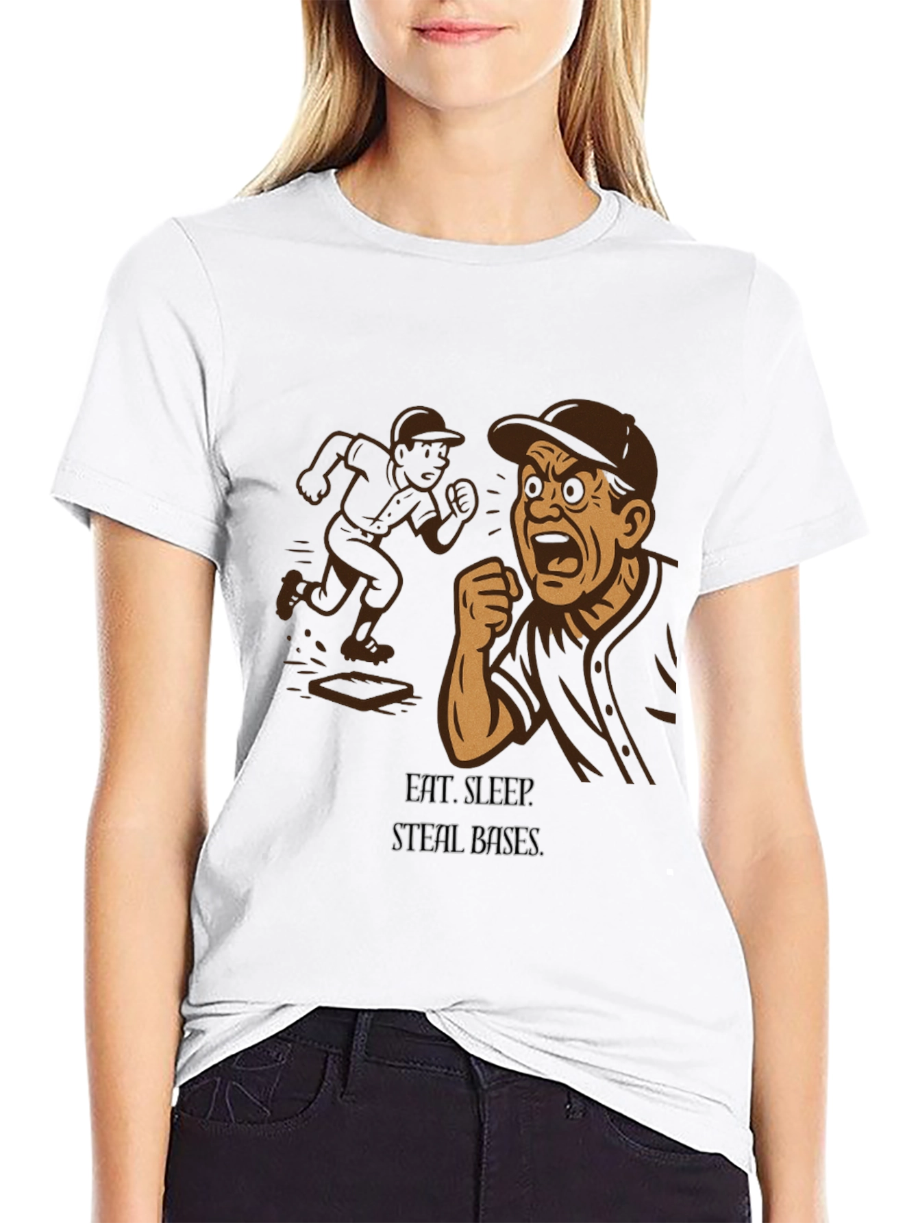 Black Eat, Sleep, Steal Bases T-Shirt view 9
