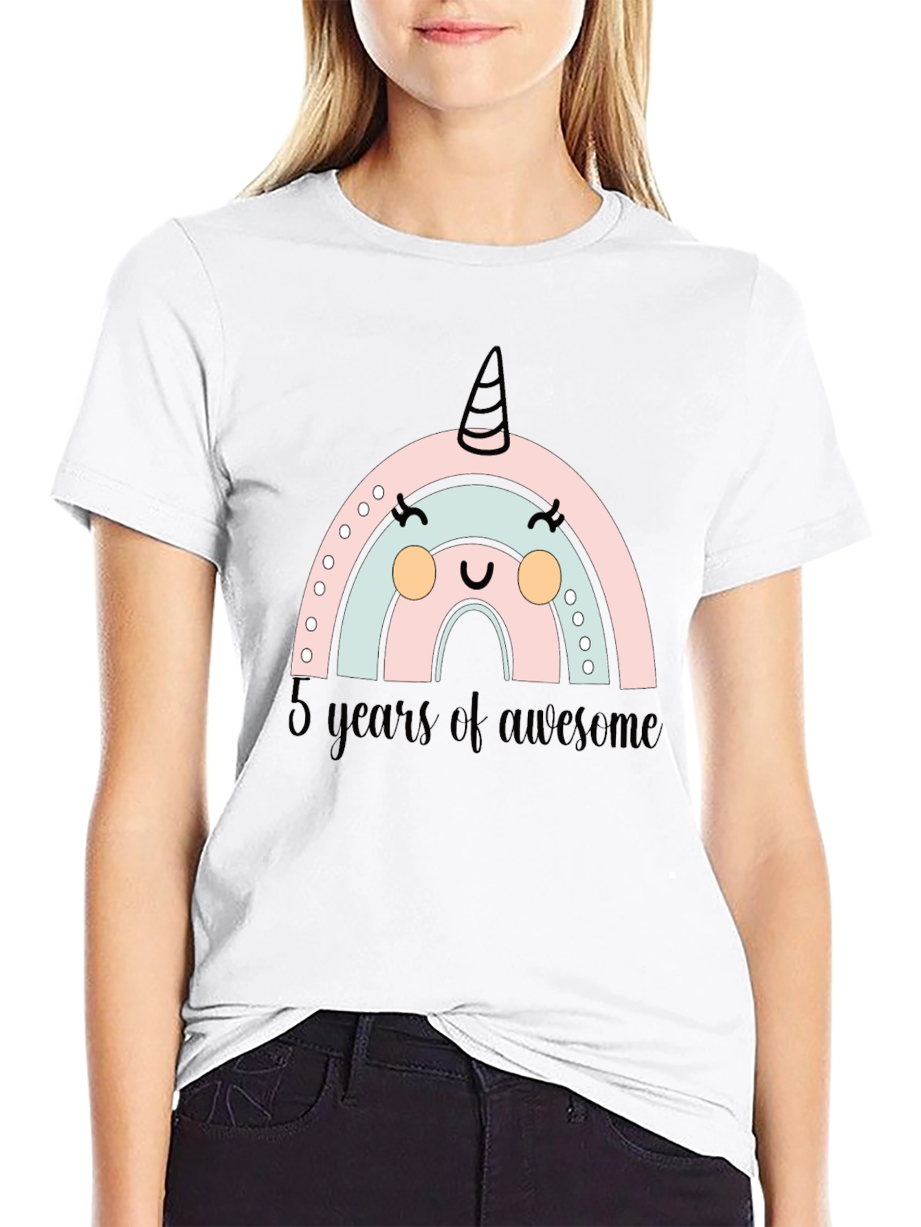Cute Rainbow Unicorn 5th Birthday T-Shirt - 9