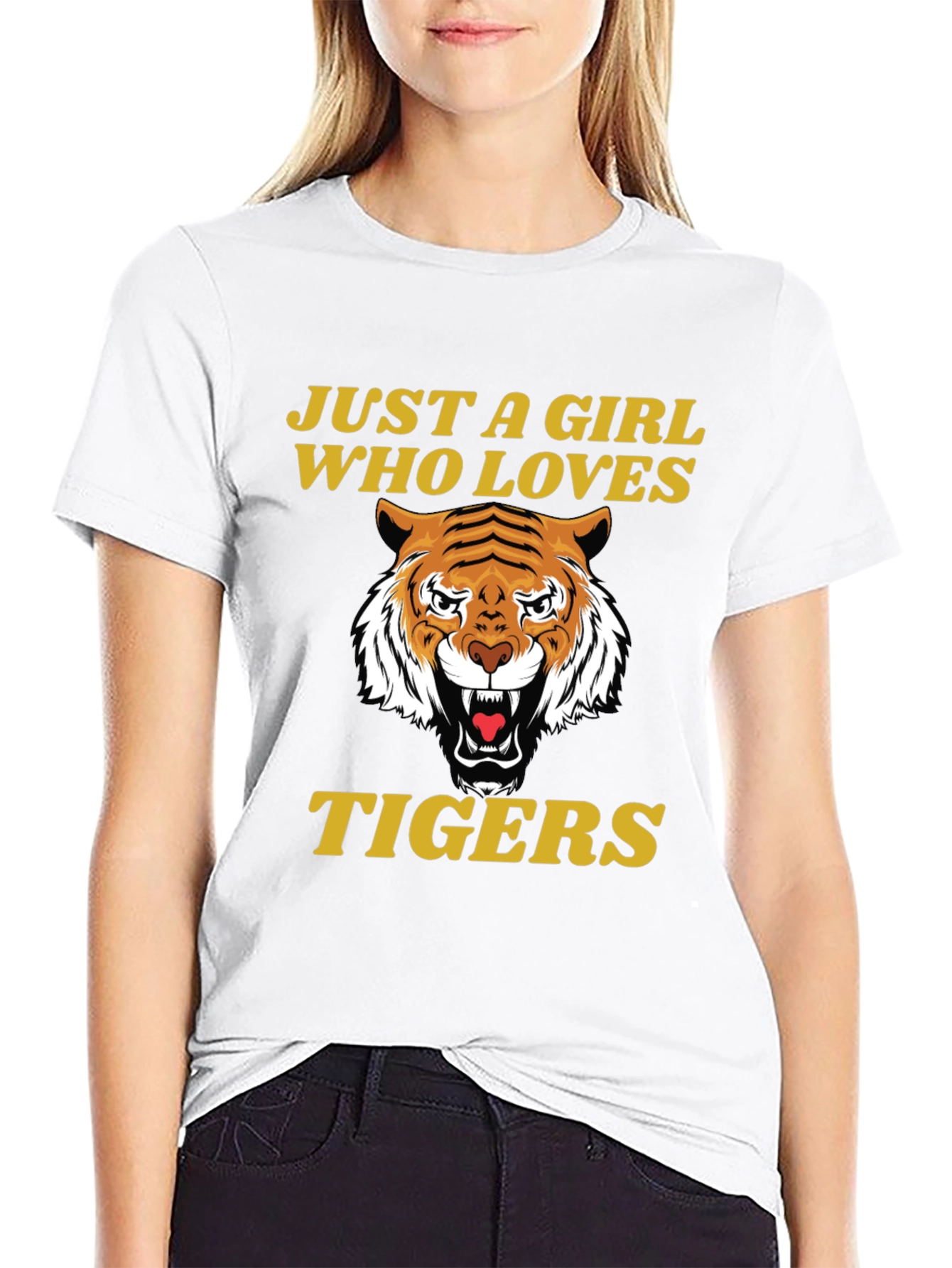 Black Just A Girl Who Loves Tigers T-Shirt view 9