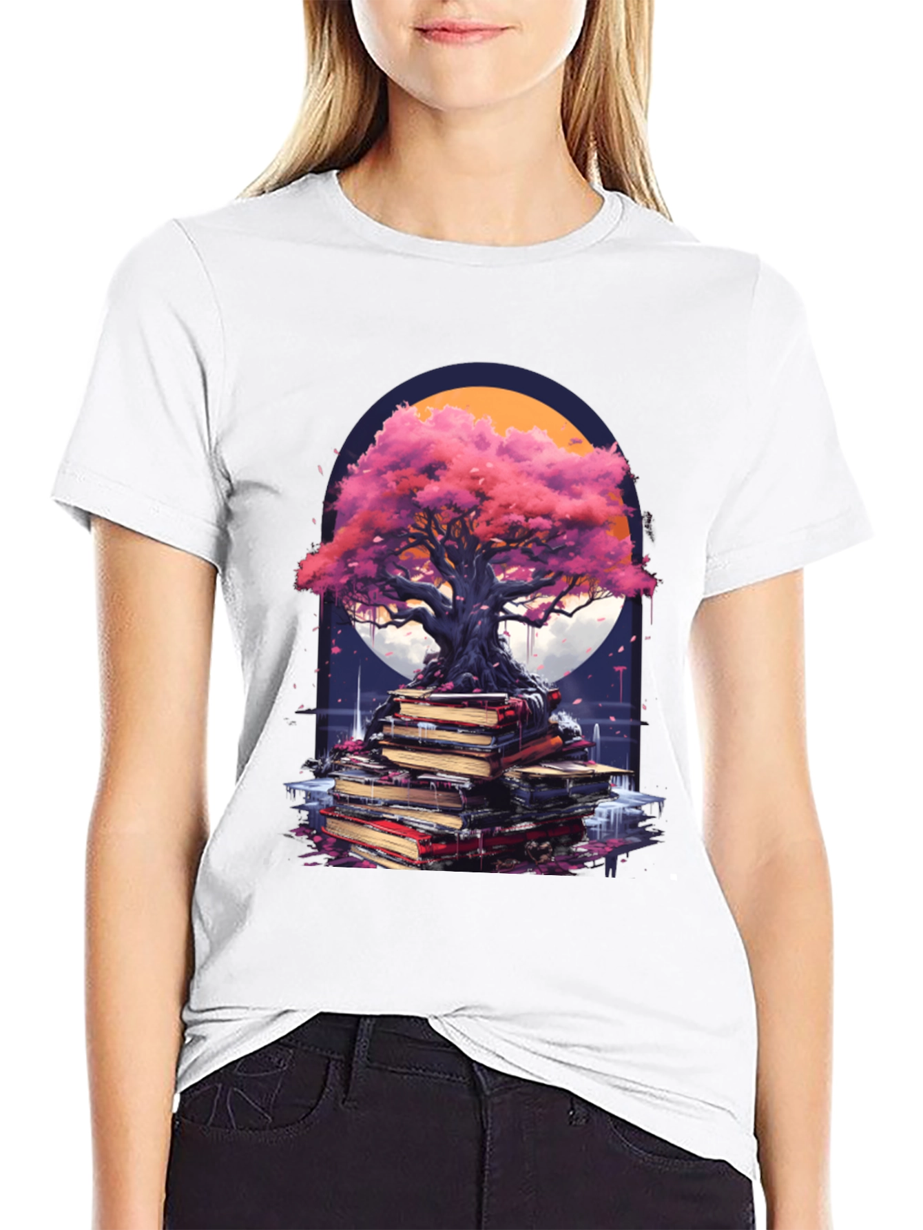 Black Enlightenment Tree on Books T-Shirt view 9