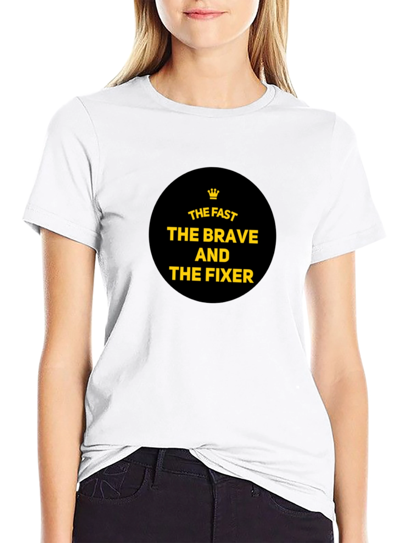 Black The Fast, The Brave, The Fixer T-Shirt - Black Cotton Tee view 9
