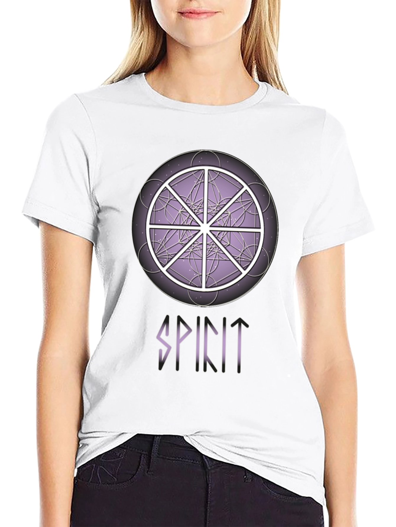 Black Spirit Wheel T-Shirt - Geometric Design, Soft Cotton Tee view 9