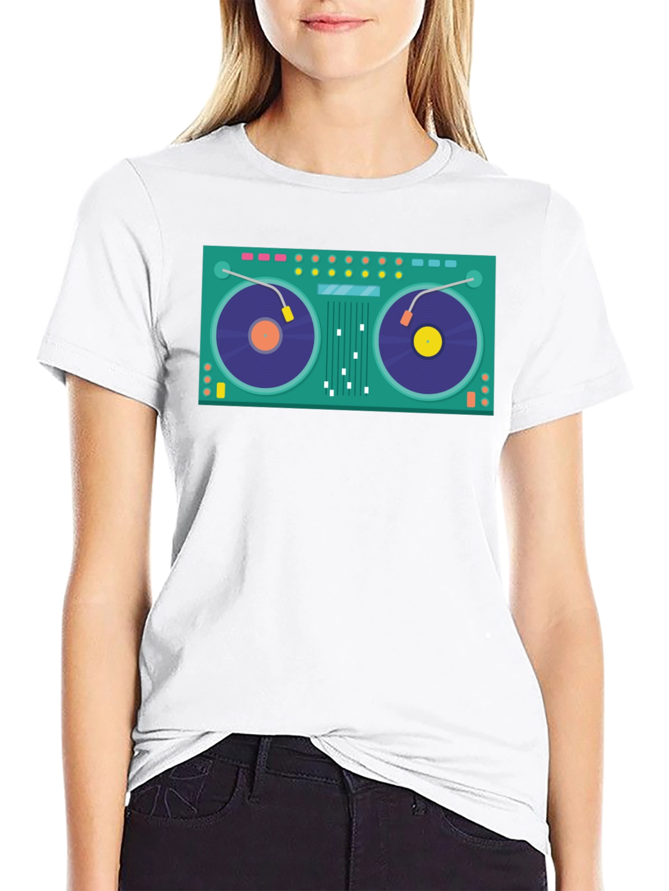 Black DJ Turntable Graphic Black T-Shirt view 9