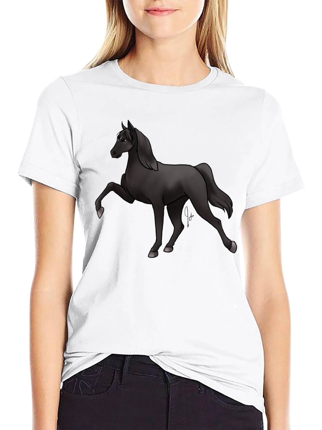 Black Black Horse Graphic Tee - Stylish & Unique Design view 9