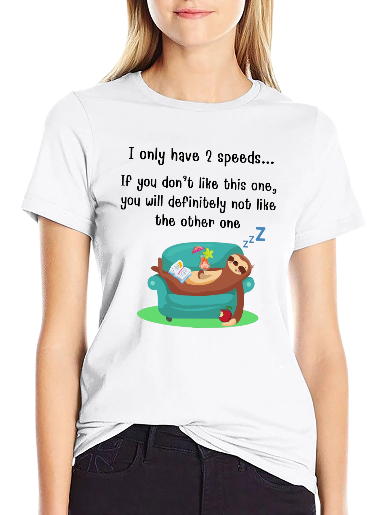 Black Funny Sloth 2 Speeds T-Shirt view 9