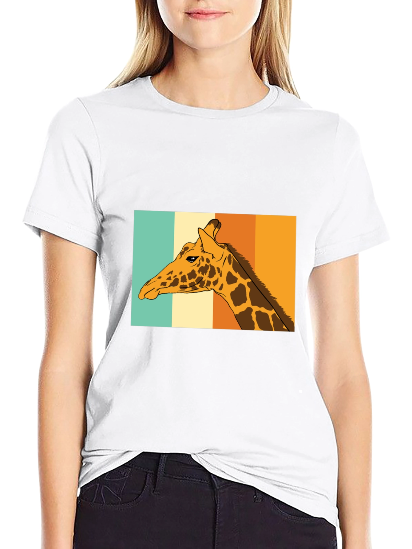 Black Retro Giraffe T-Shirt - Cool Animal Graphic Tee view 9