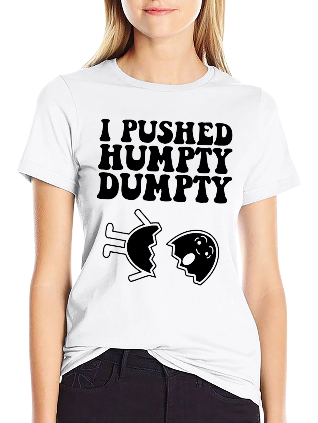 Black I Pushed Humpty Dumpty Graphic T-Shirt view 9