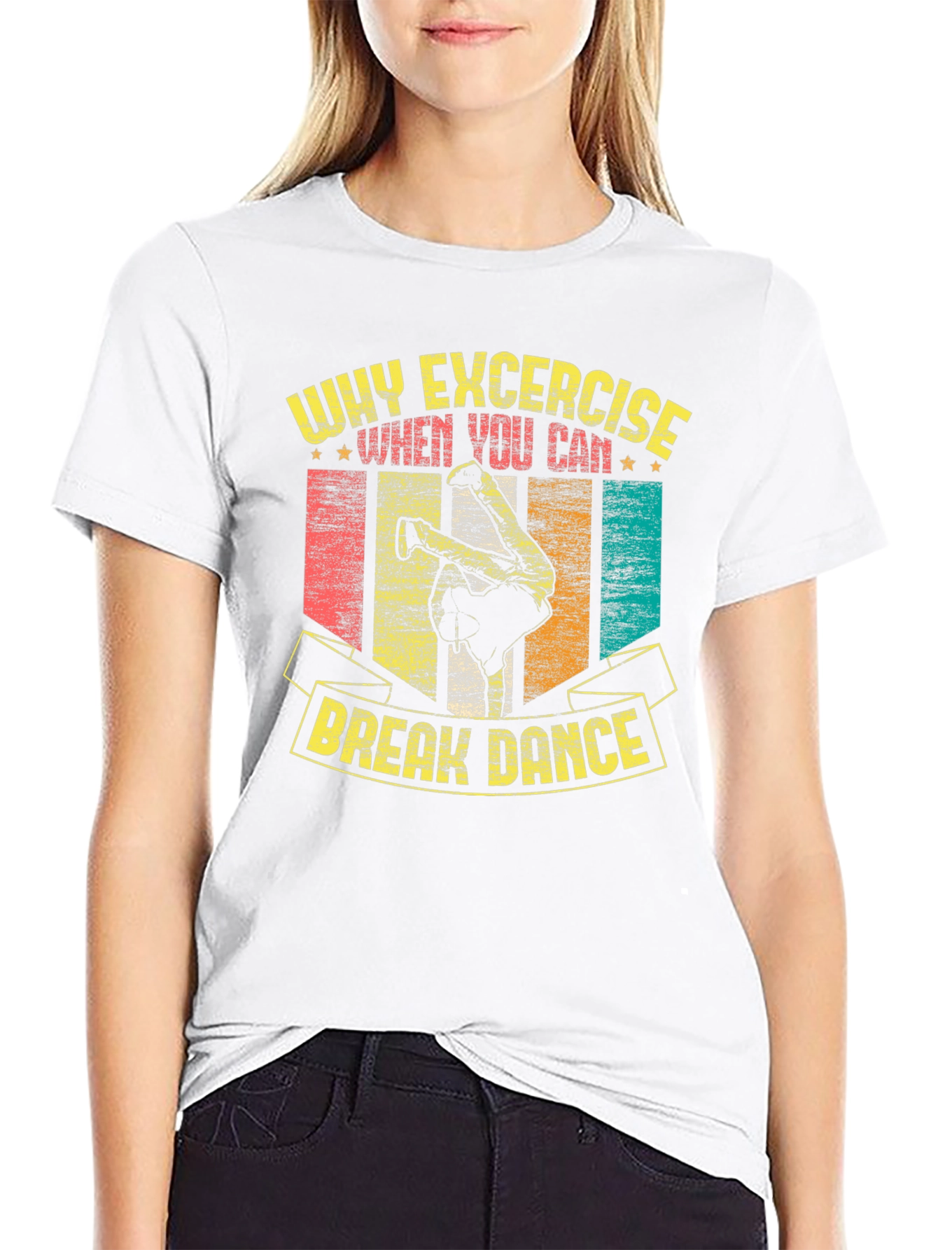 Black Why Exercise? Break Dance T-Shirt view 9