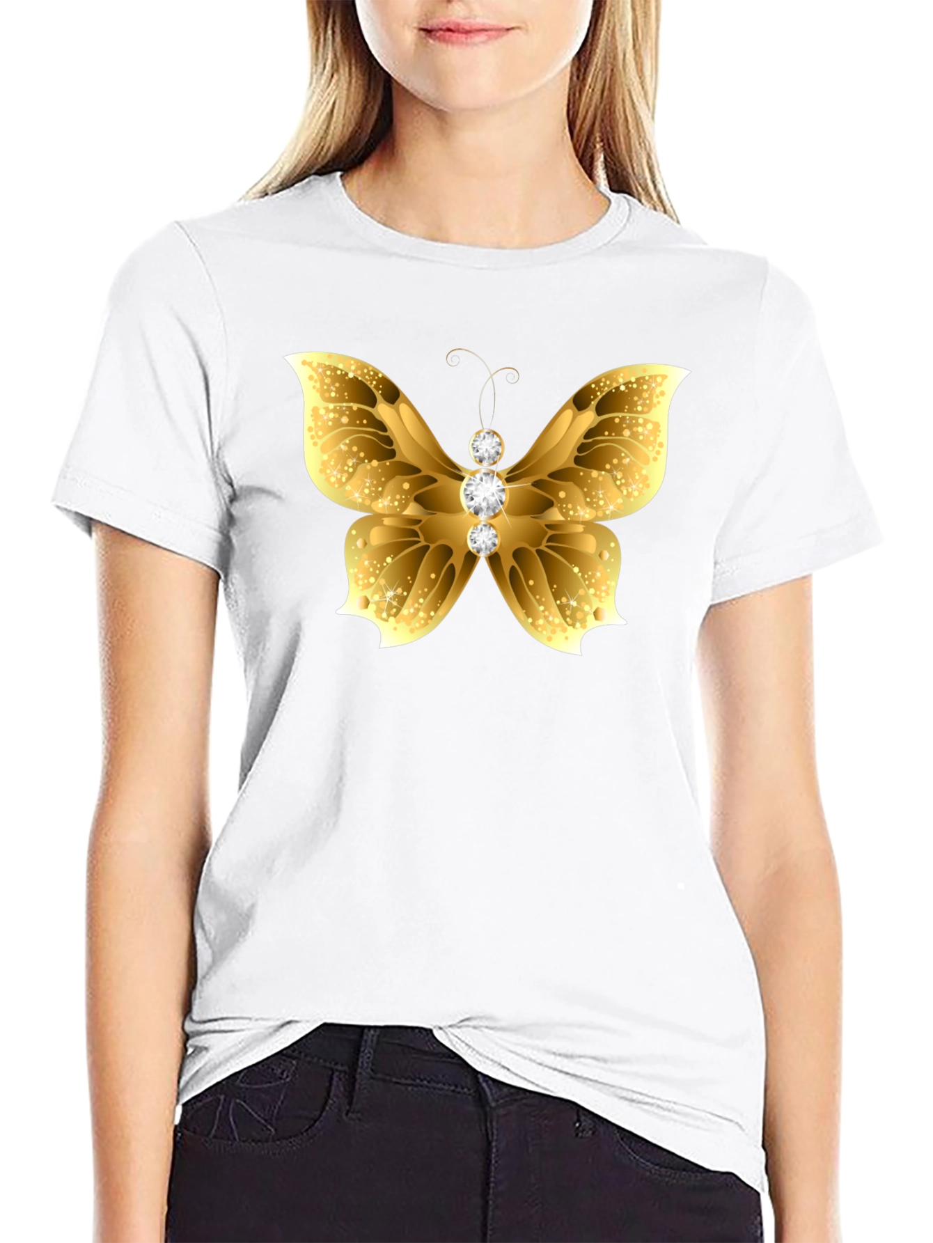 Black Golden Butterfly Tee view 9