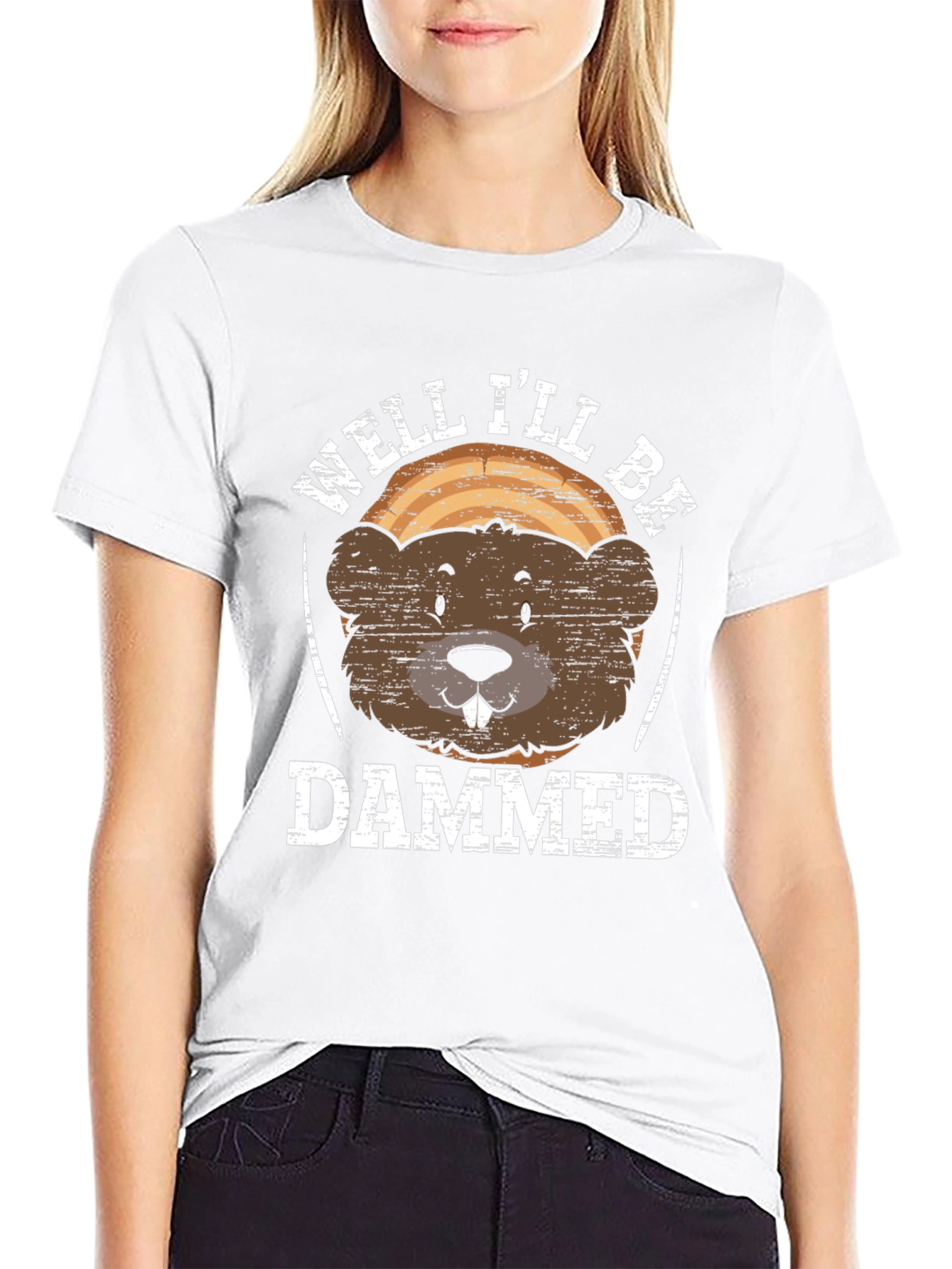 Black Well I'll Be Dammed Beaver Graphic T-Shirt view 9