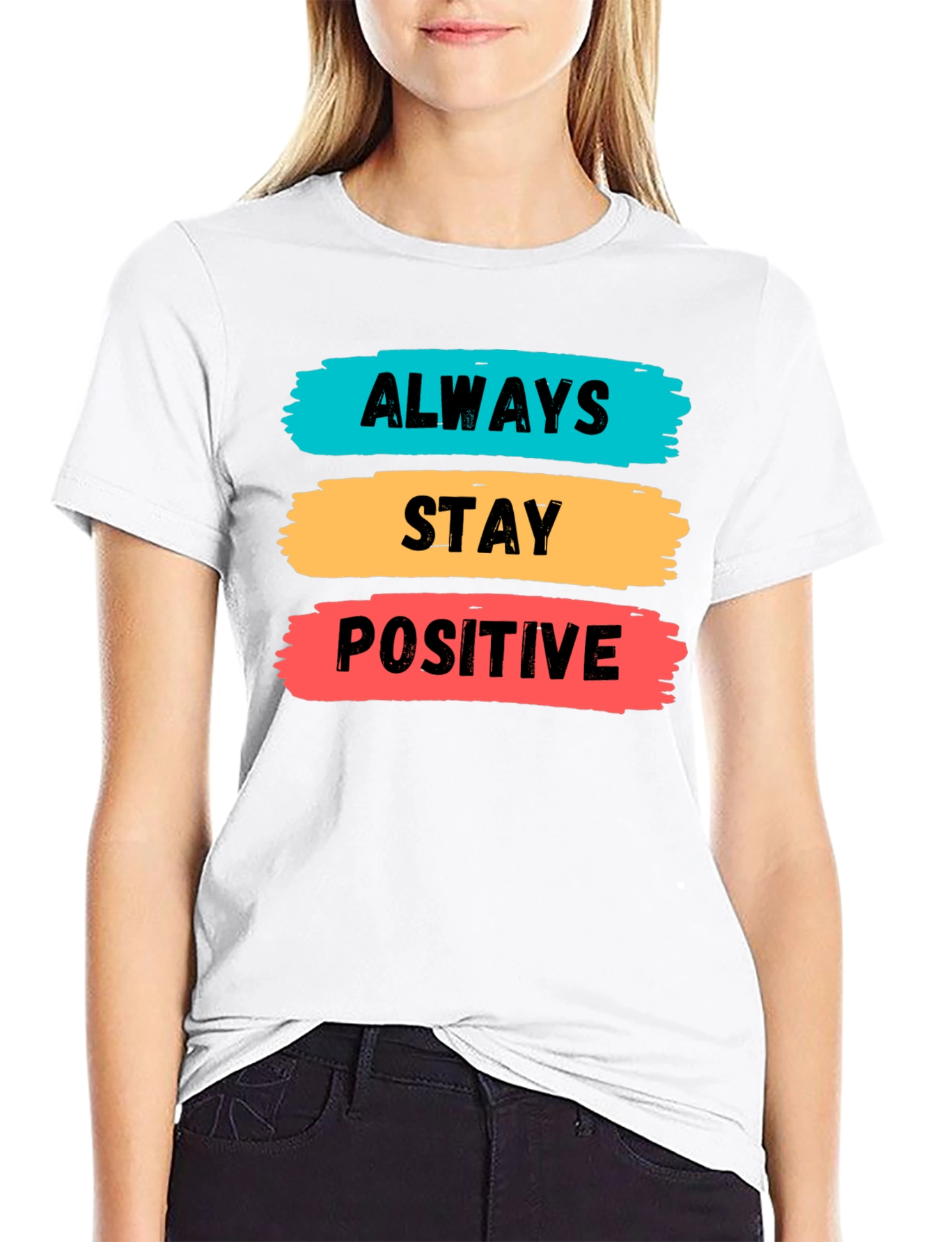 Black Always Stay Positive Graphic Tee view 9