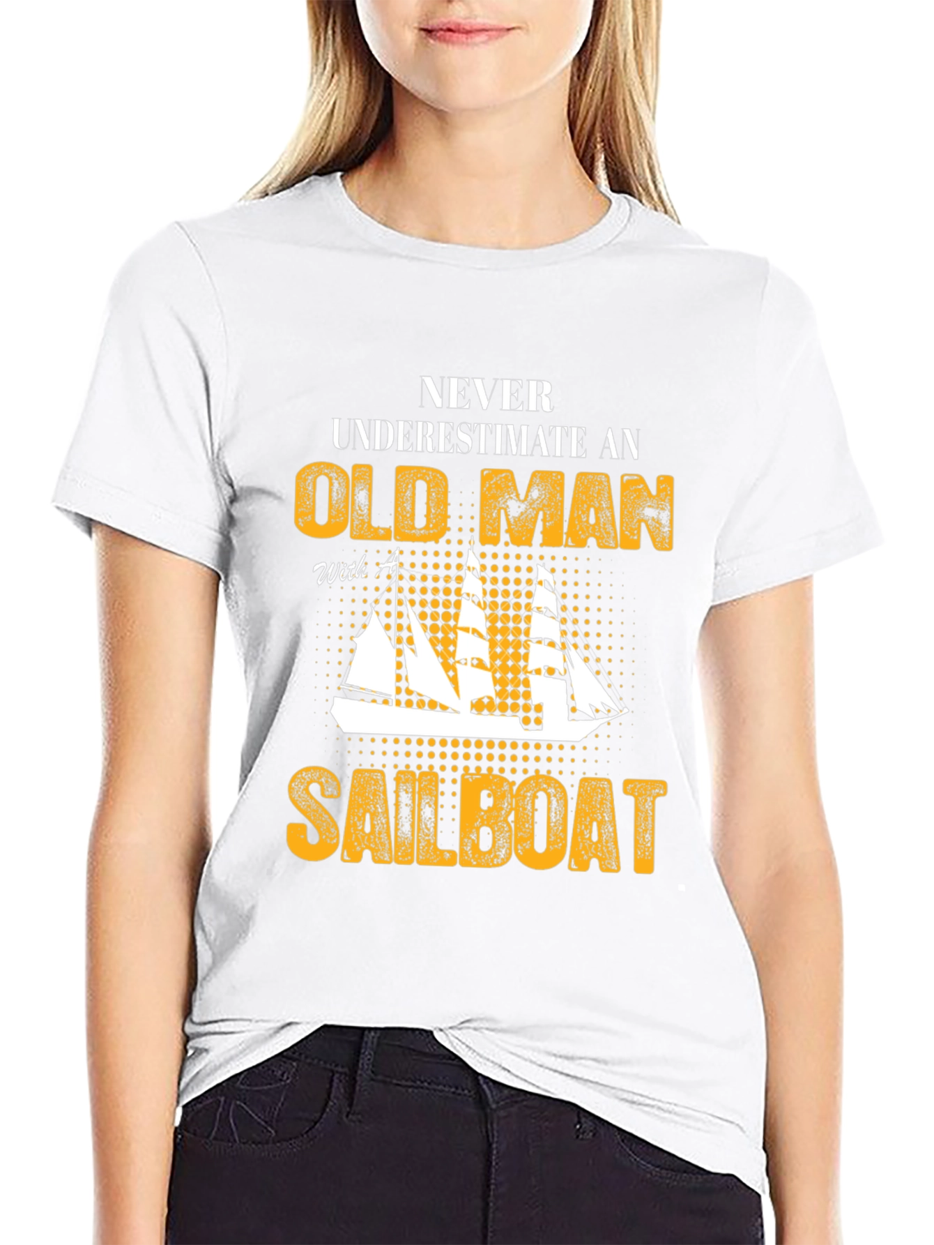 Black Old Man Sailboat Graphic Tee view 9
