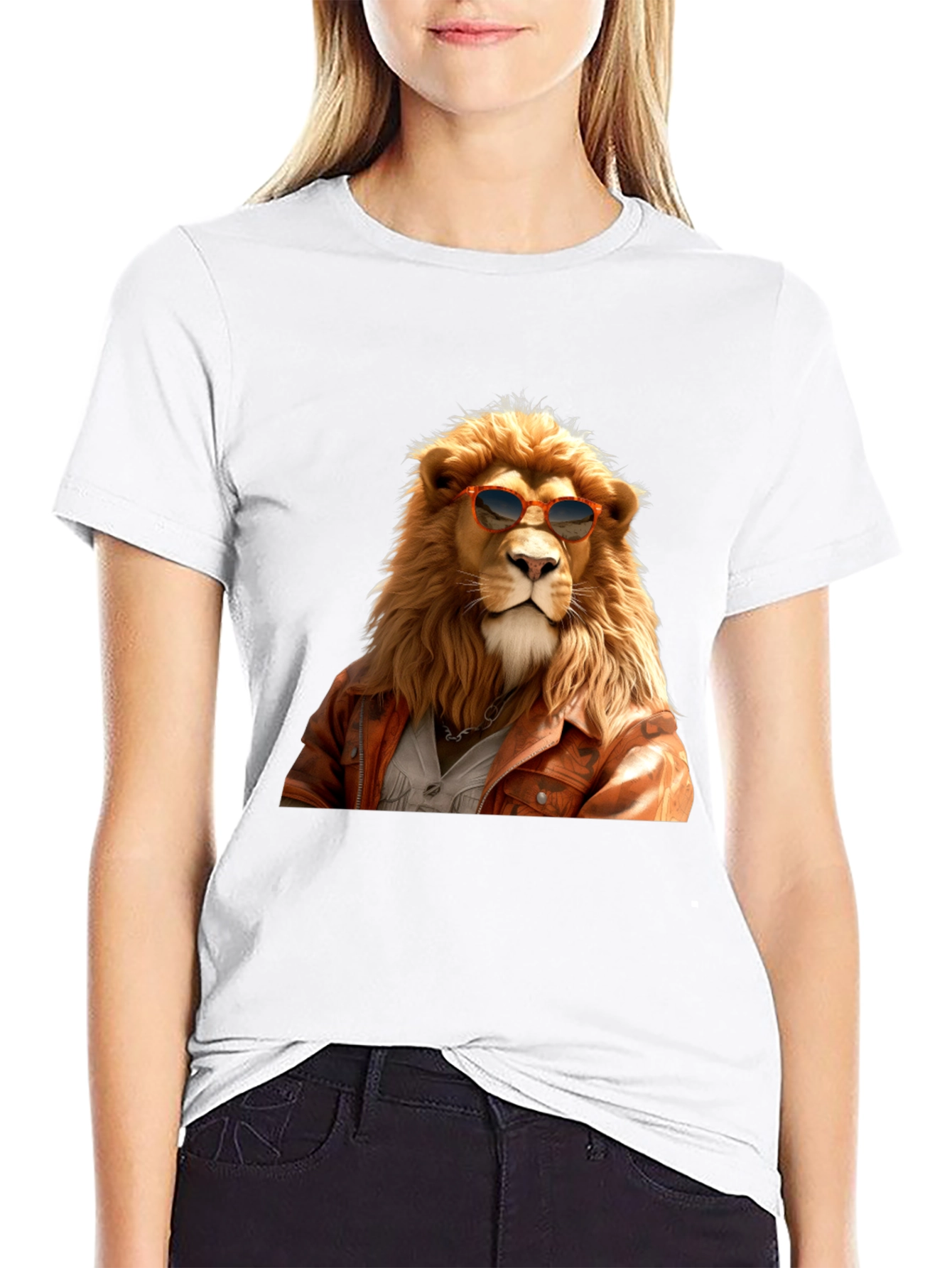 Black Cool Lion Graphic Tee - Trendy Animal Print Shirt view 9