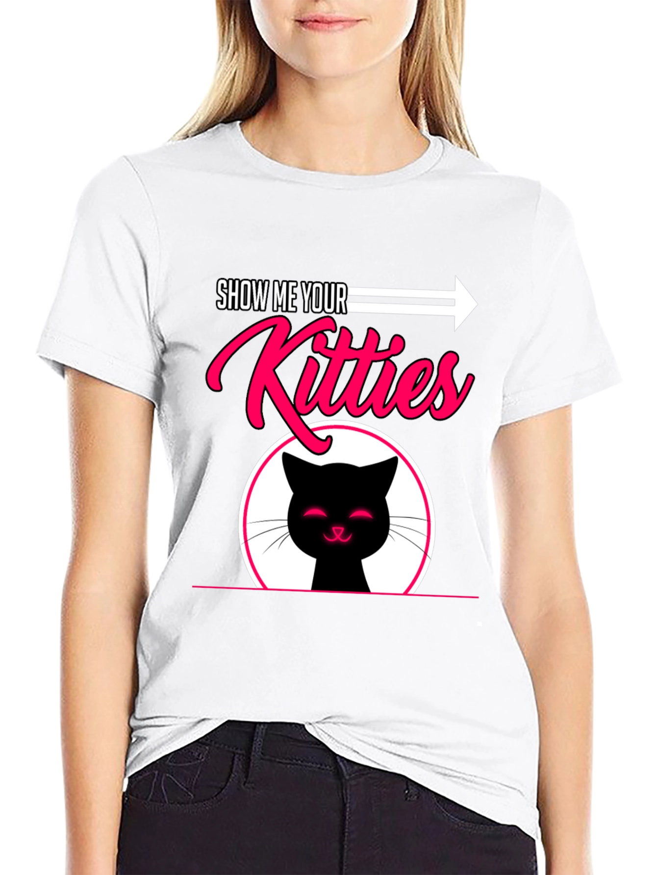 Black Show Me Your Kitties Graphic T-Shirt view 9