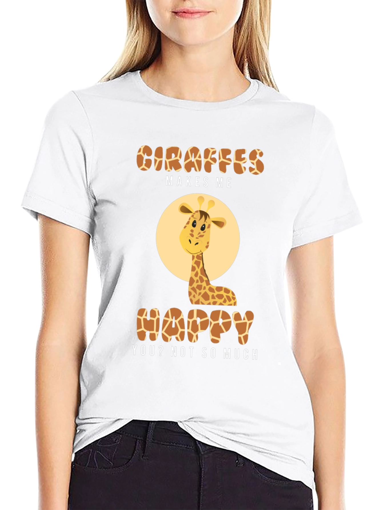 Black Giraffe Makes Me Happy T-Shirt view 9