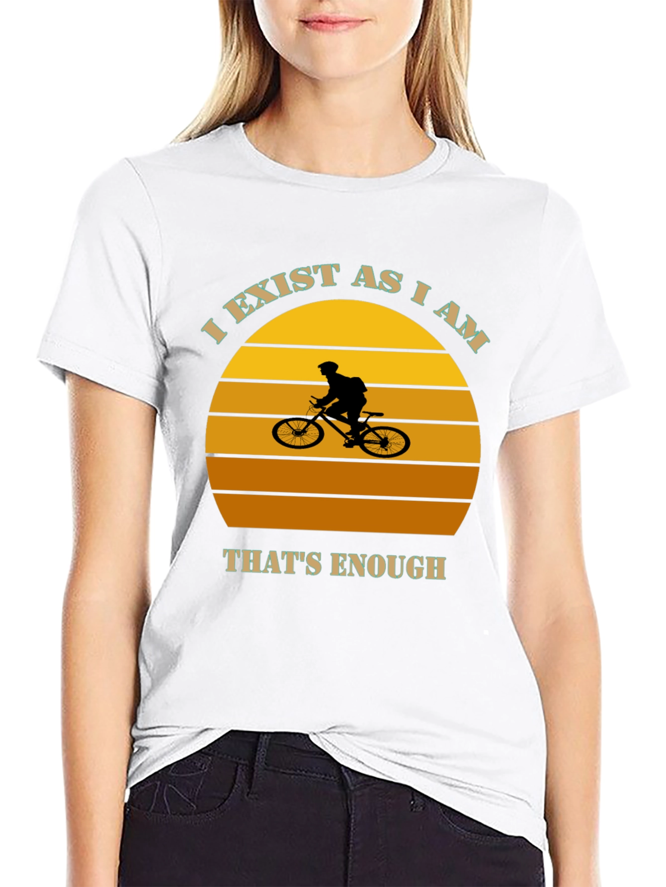 Black I Exist As I Am Mountain Biker Graphic Tee view 9