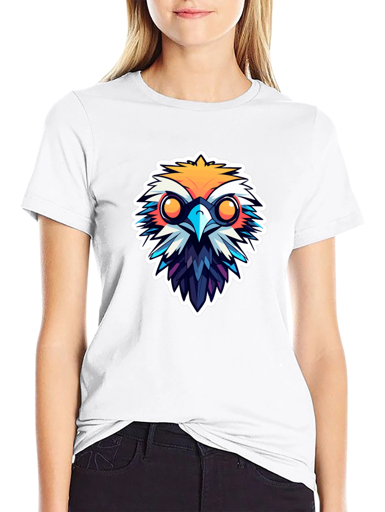 Black Men's Black T-Shirt with Owl Design view 9