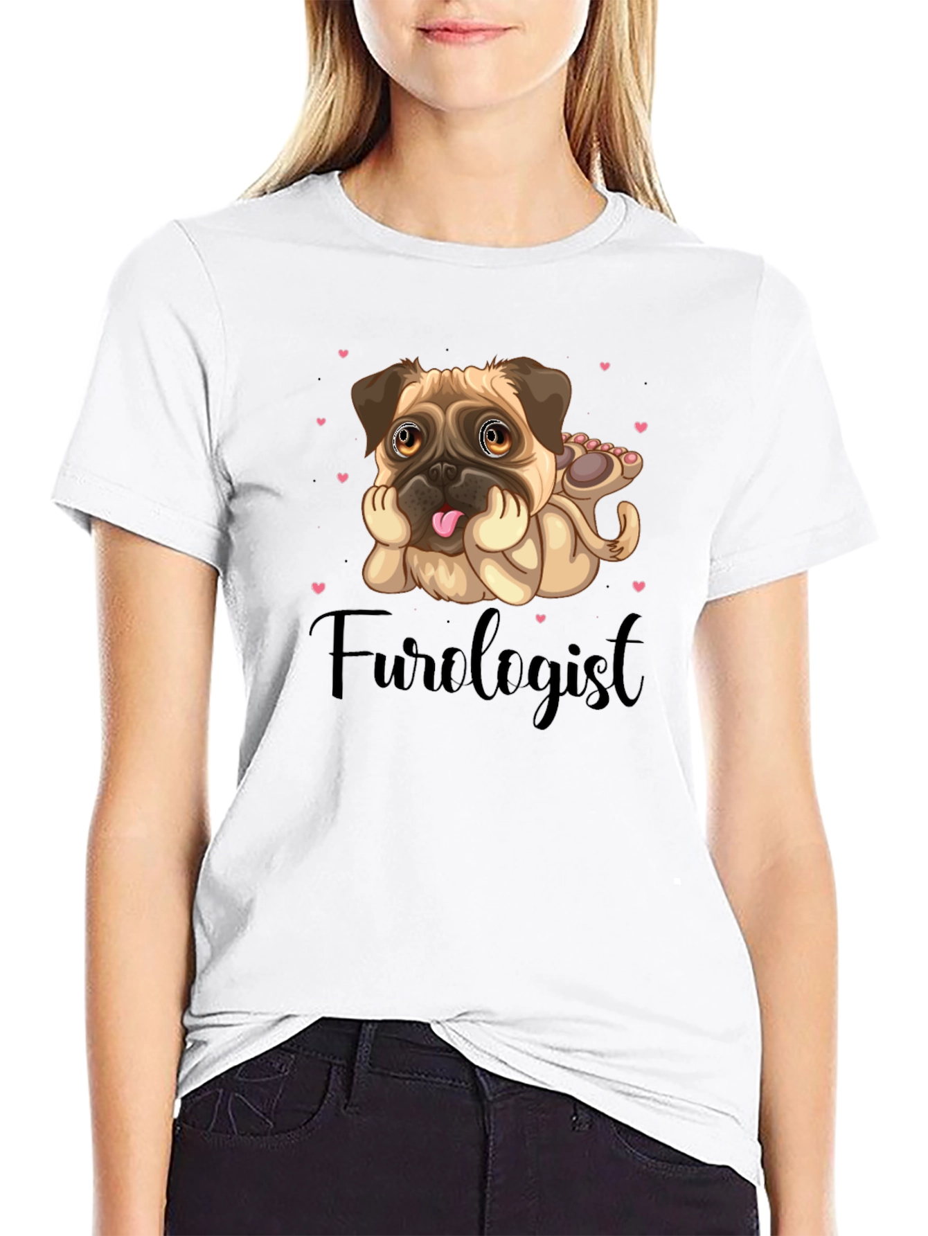 Black Furologist Pug T-Shirt view 9