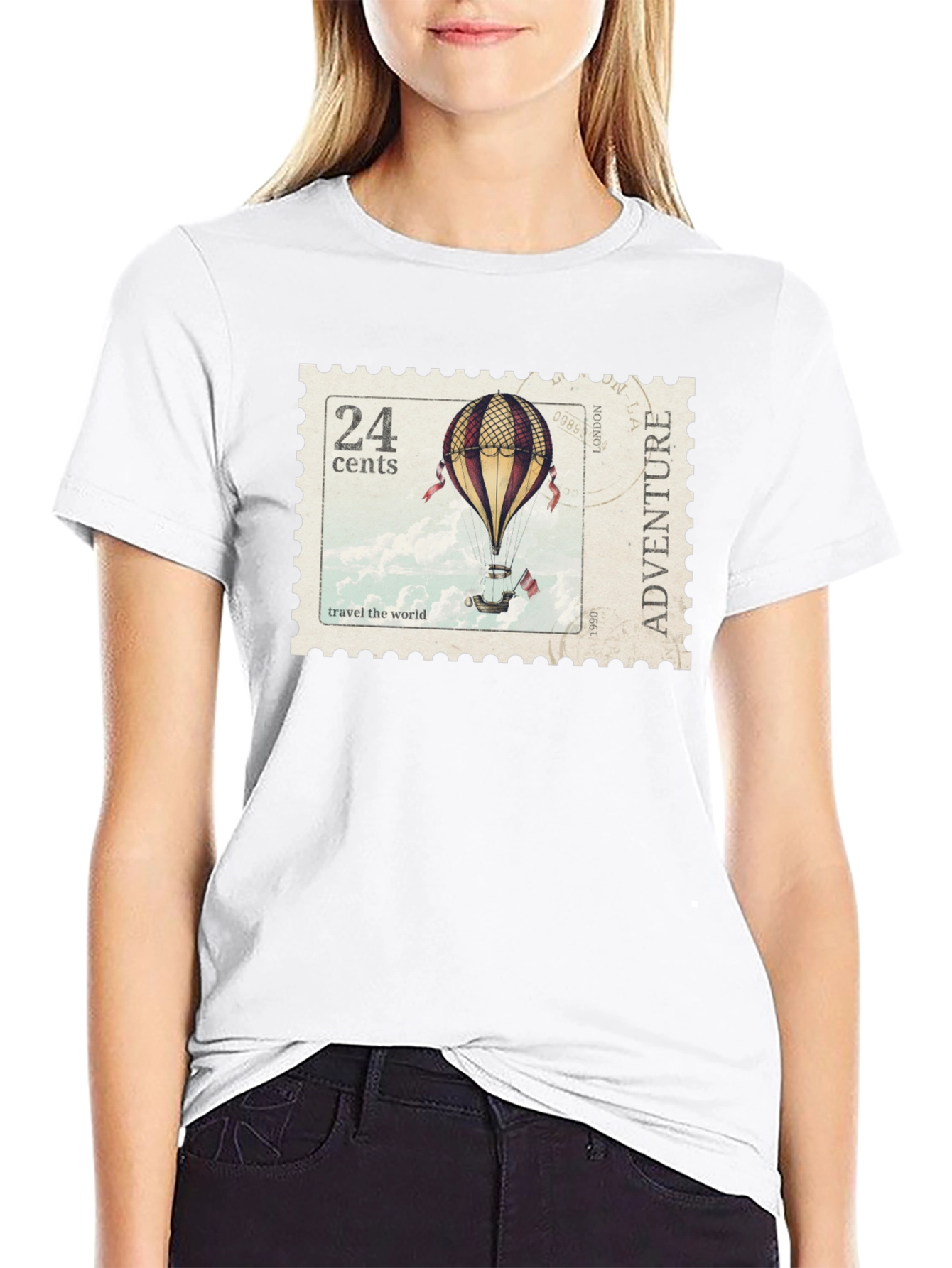 Black Vintage Travel Stamp T-Shirt view 9