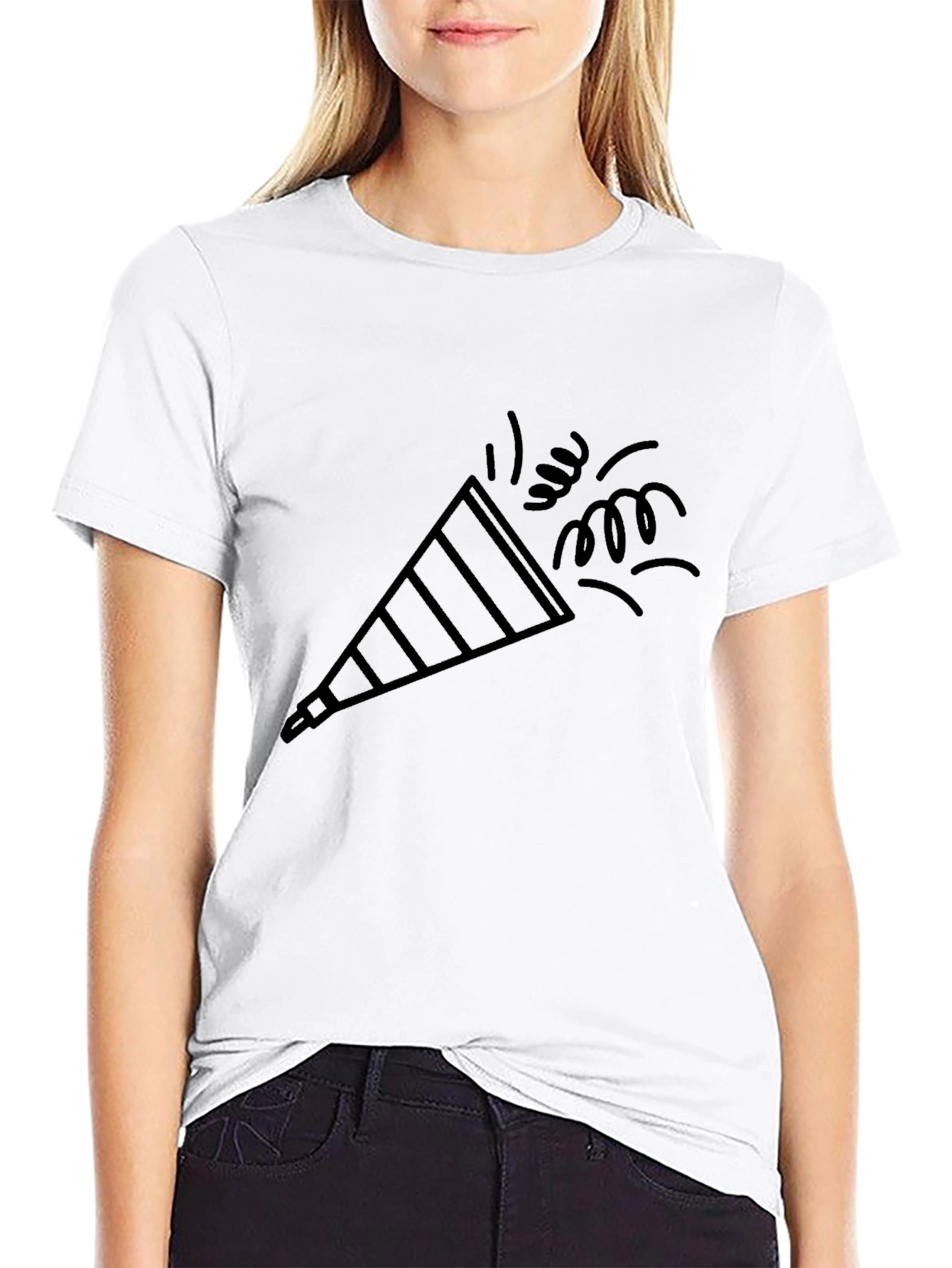 Black Party Popper Graphic Tee - Black Cotton Comfort view 9