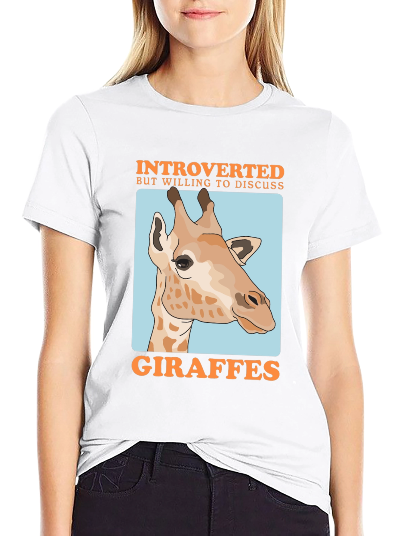 Black Introverted Giraffe Graphic T-Shirt view 9