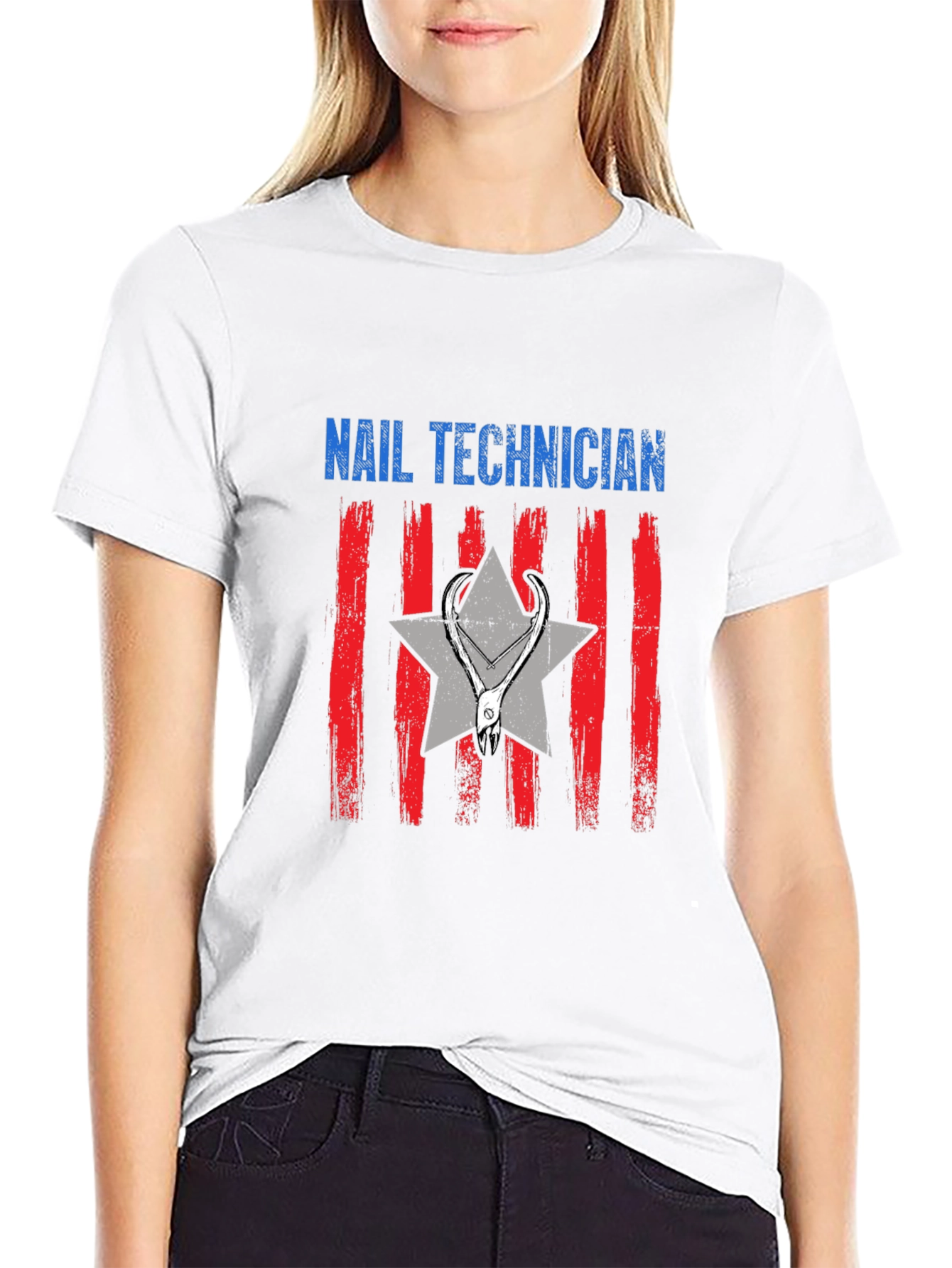 Black Nail Technician Graphic T-Shirt view 9