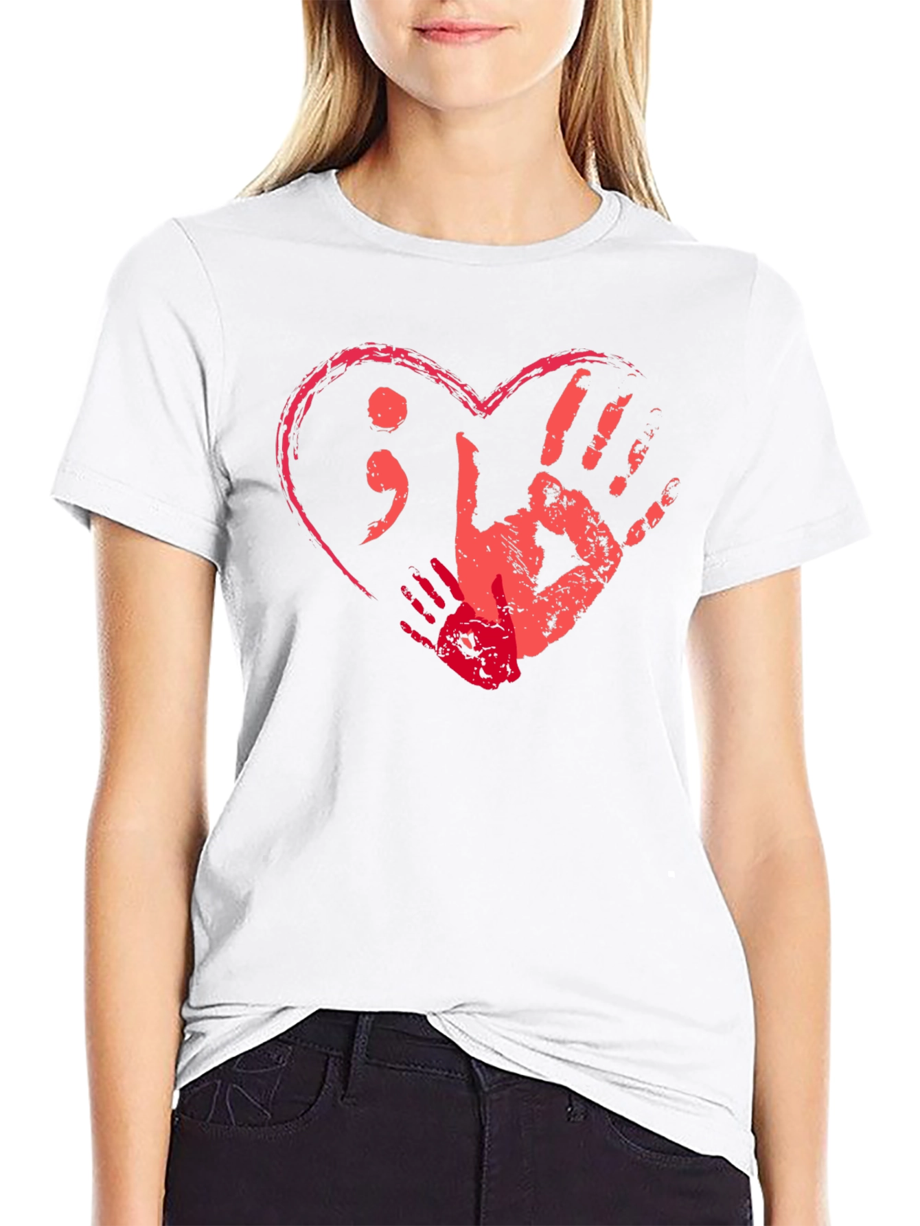 Black Heart & Hands Graphic Tee - Support Mental Health view 9
