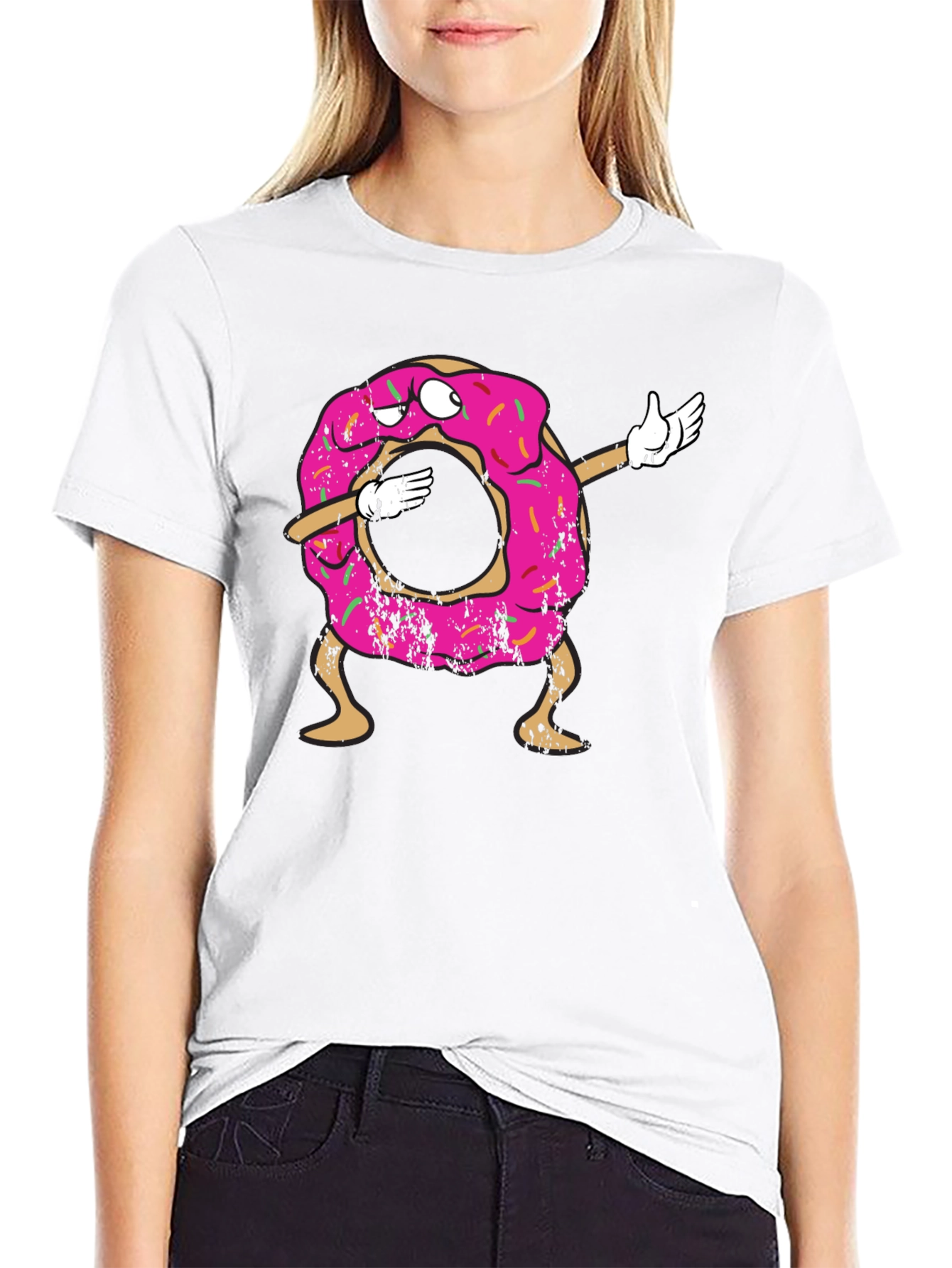 Black Dabbing Donut Graphic Tee view 9
