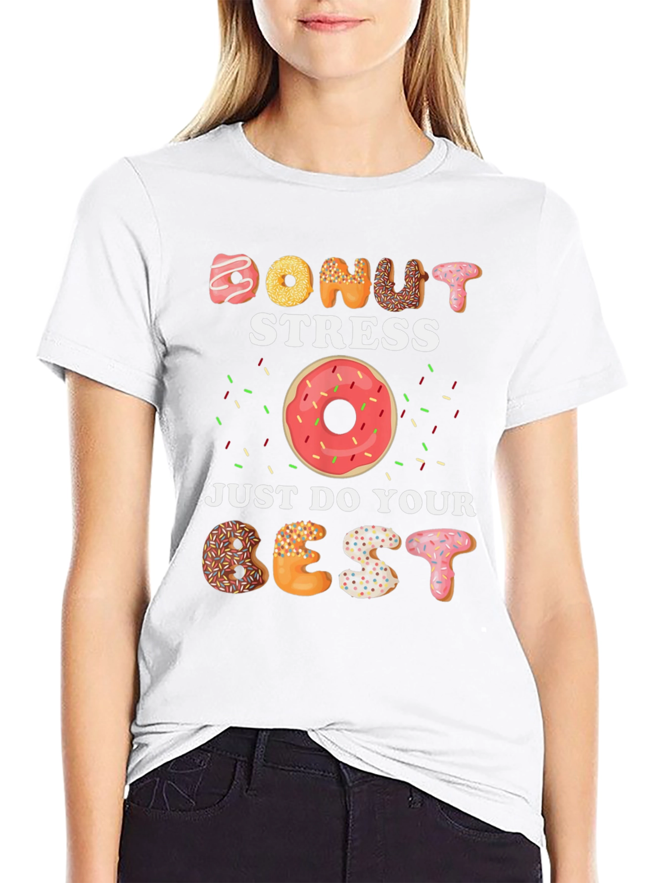 Black Donut Stress Graphic Tee - Just Do Your Best view 9