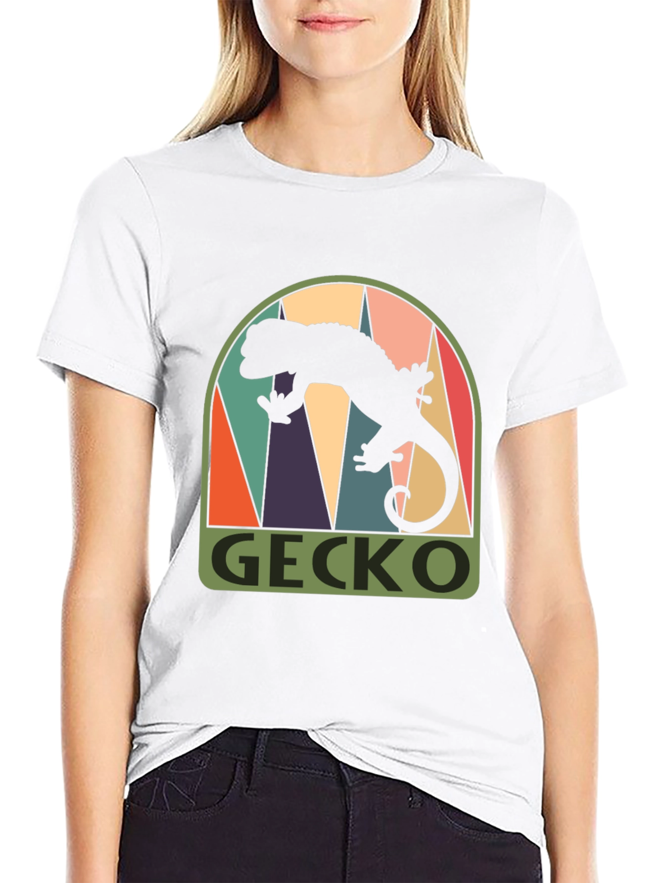 Black Retro Gecko Graphic Tee - Cool Black T-Shirt view 9